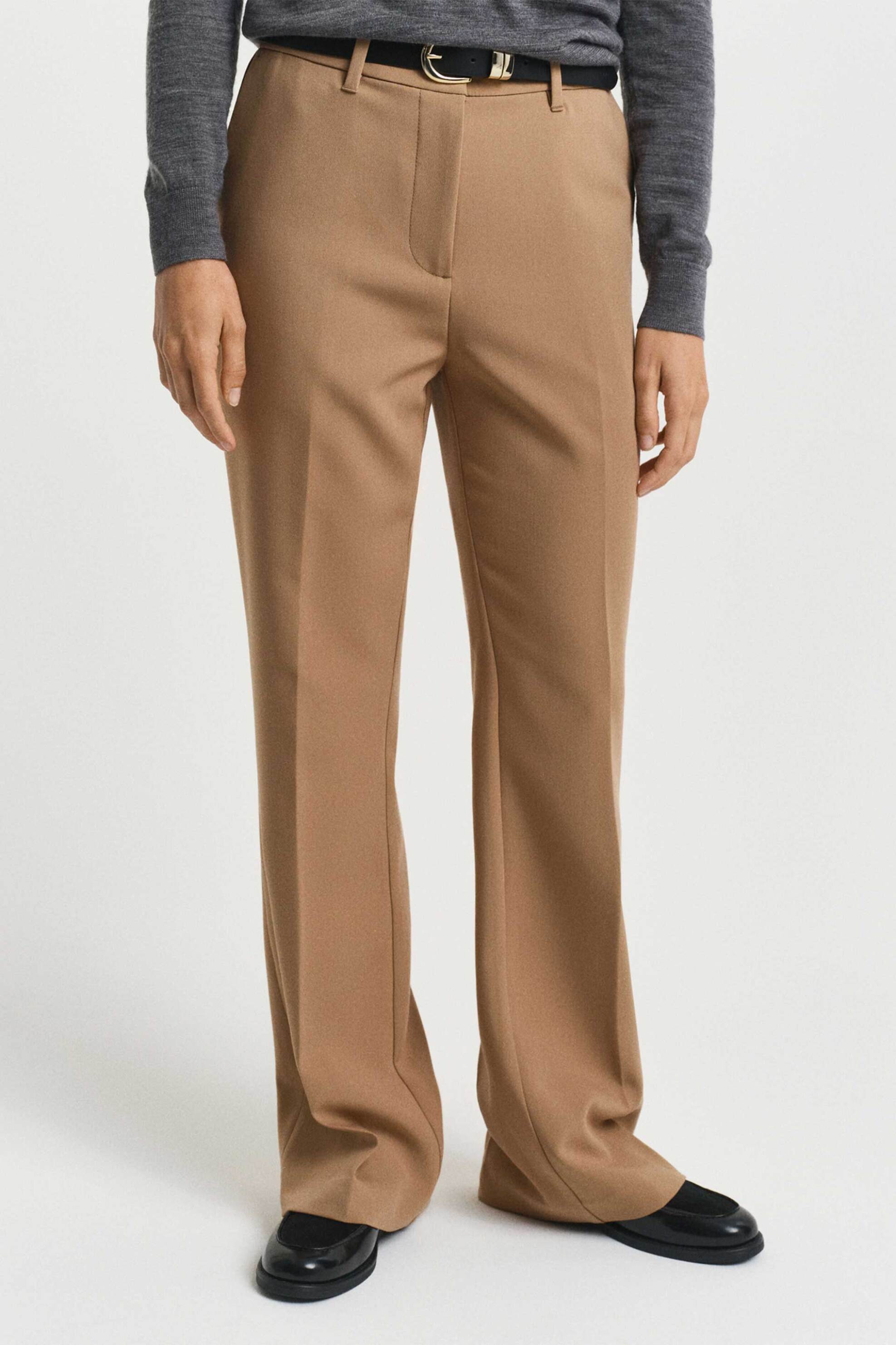 Gant γυναικείο παντελόνι flare υφασμάτινο Slim Fit - 4150334 Ταμπά