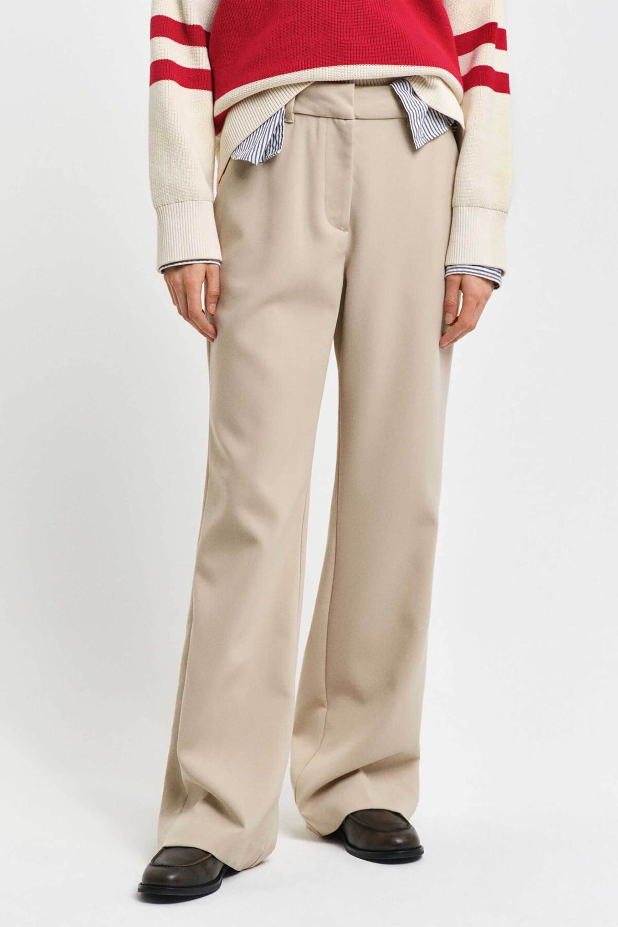 Gant γυναικείο παντελόνι flare υφασμάτινο Slim Fit - 4150334 Μπεζ