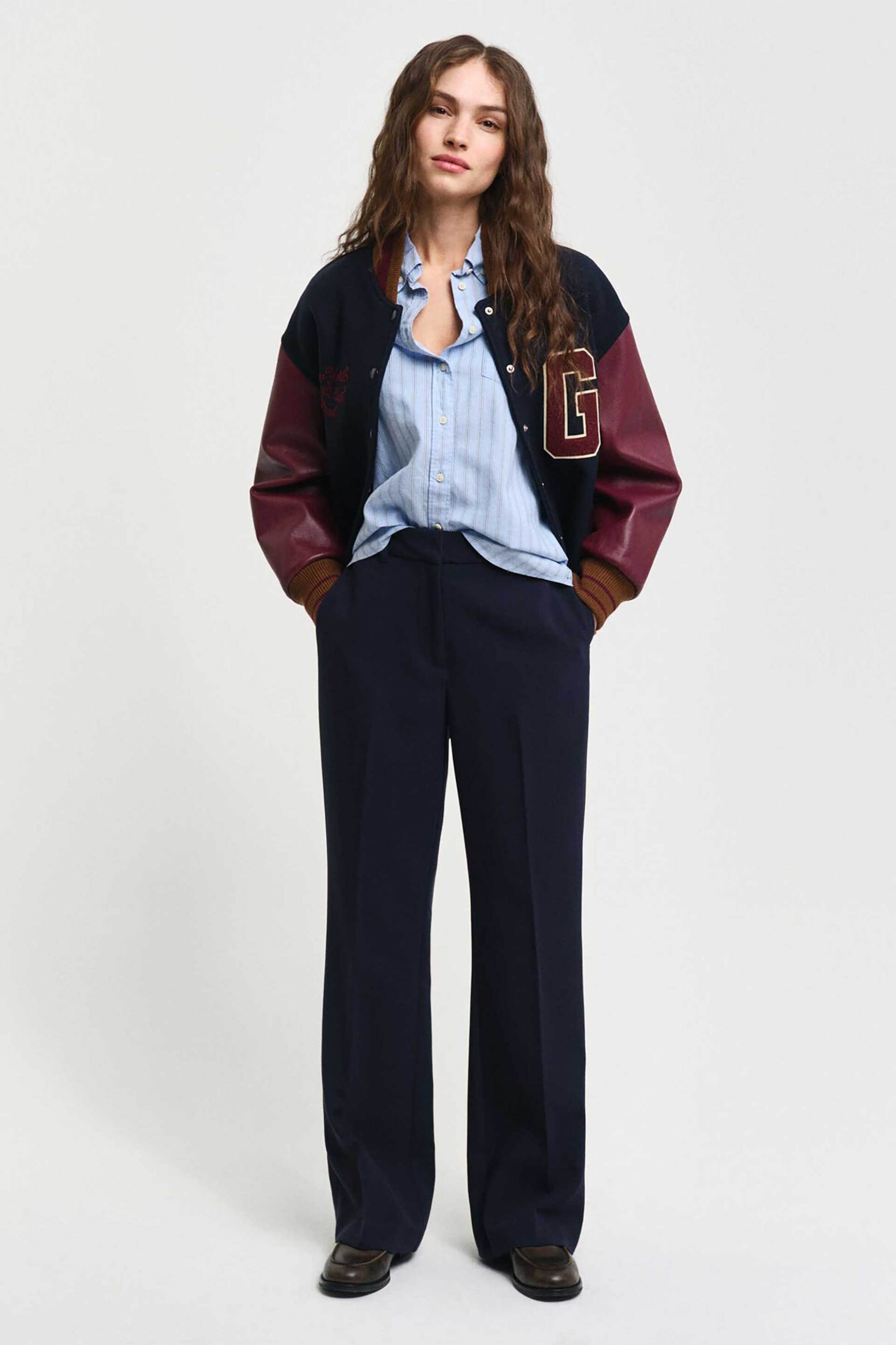 Gant γυναικείο παντελόνι flare υφασμάτινο Slim Fit - 4150334 Μπλε Σκούρο