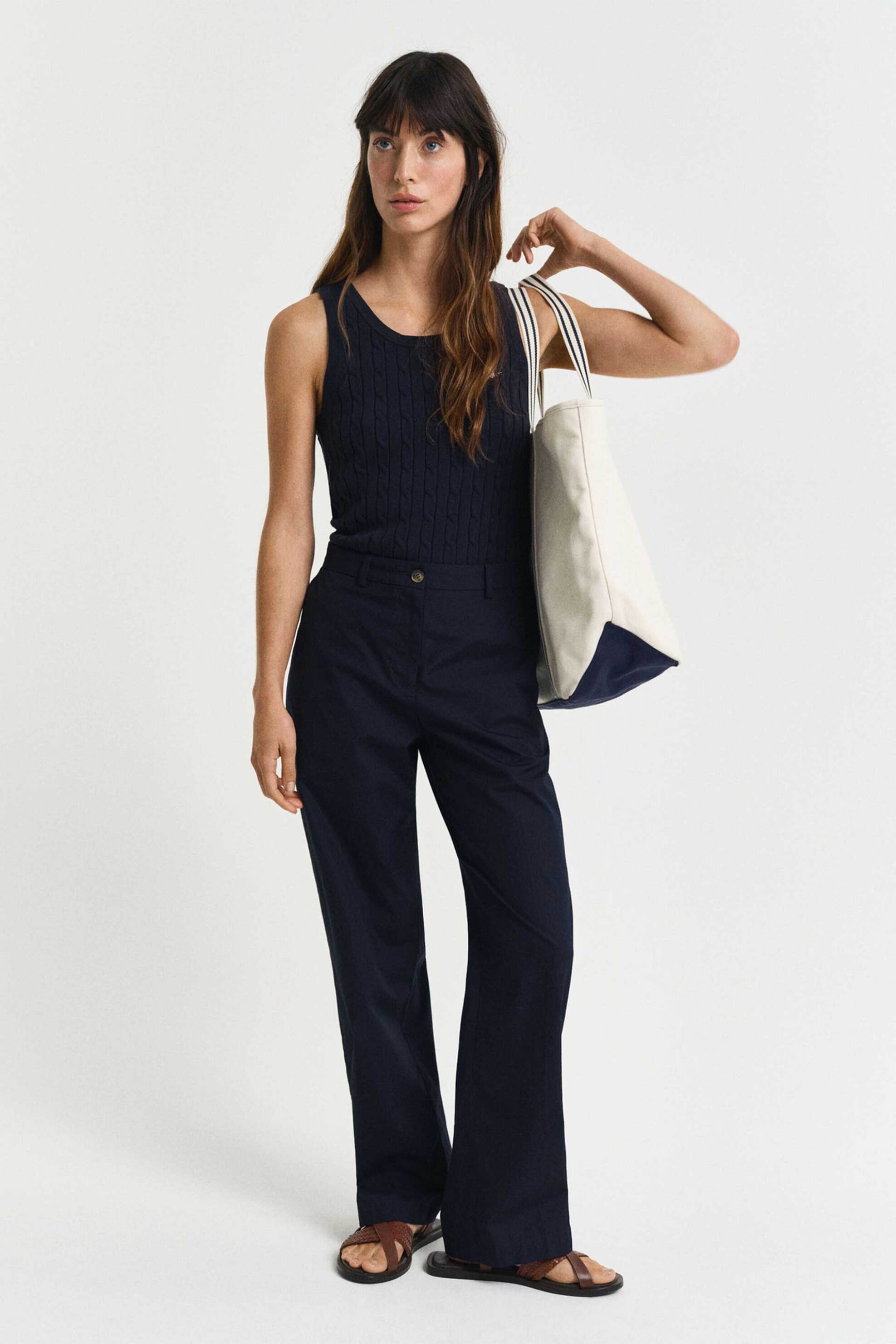 GANT Gant γυναικείο παντελόνι chino Regular Straight Fit - 4150345 Μπλε Σκούρο 2025