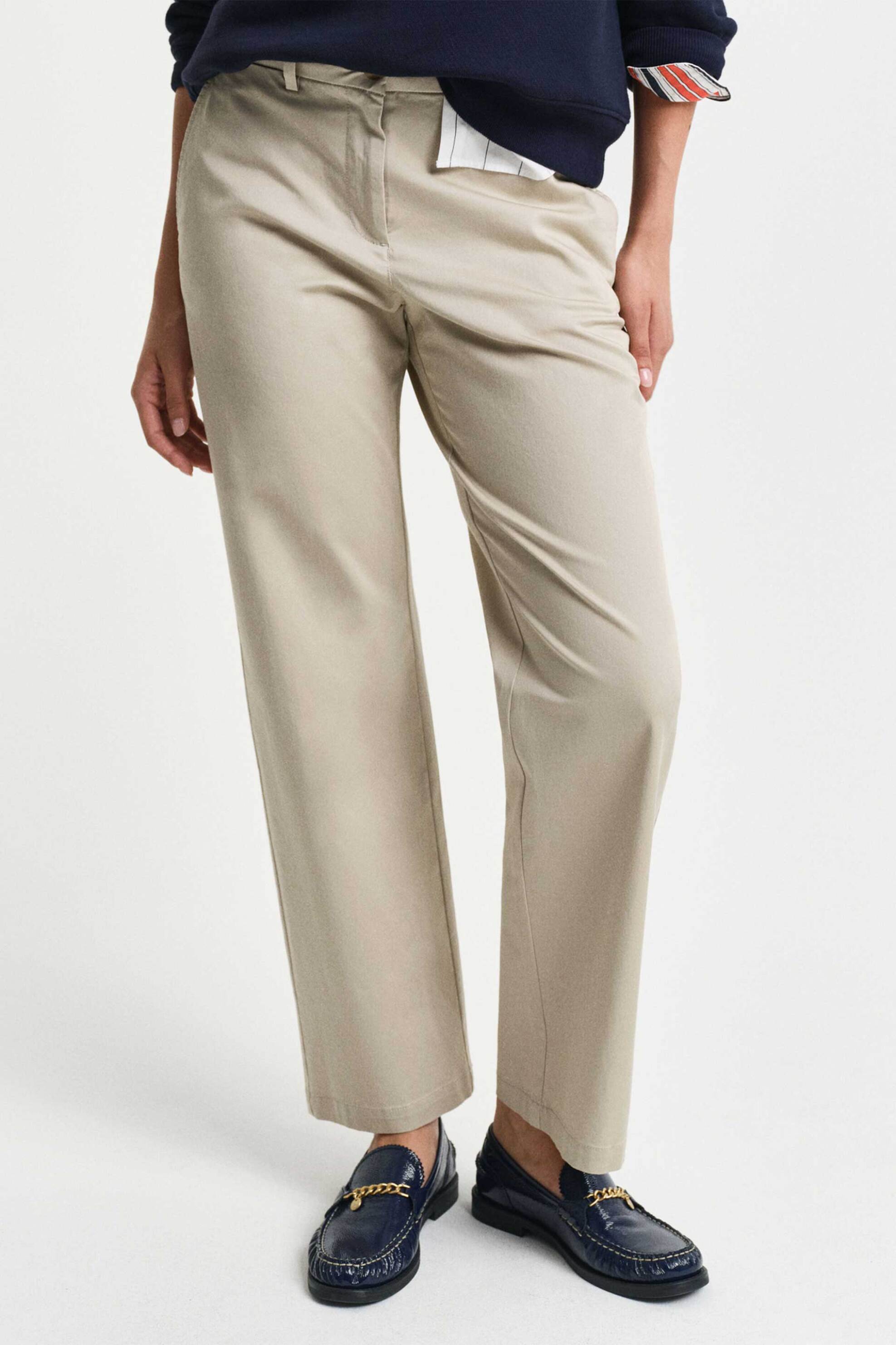 Gant γυναικείο παντελόνι chino μονόχρωμο Regular Fit - 4150356 Μπεζ φωτογραφία