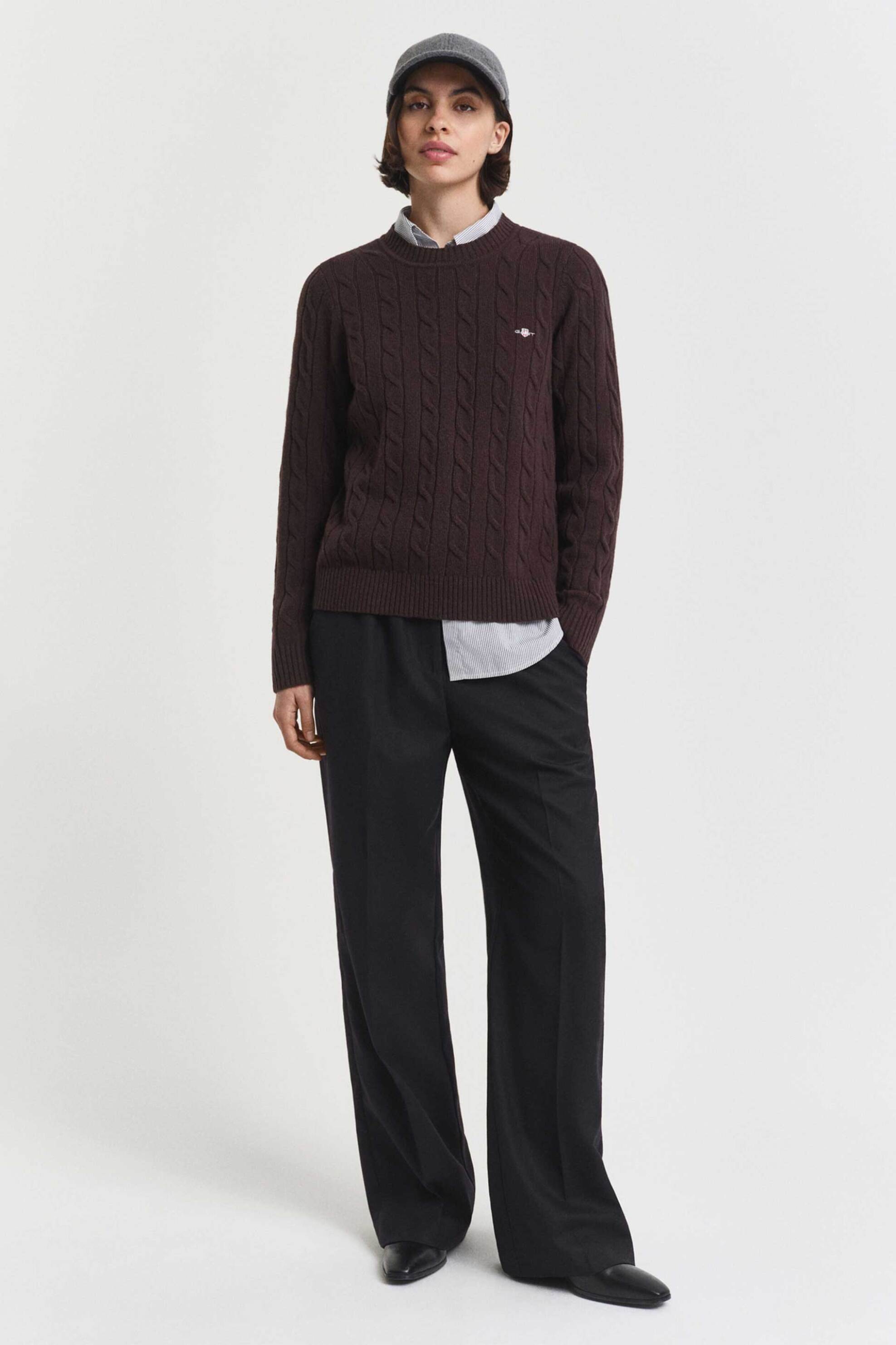 Gant γυναικείο παντελόνι με μαλλί και ελαστική μέση Relaxed Fit - 4150368 Μαύρο