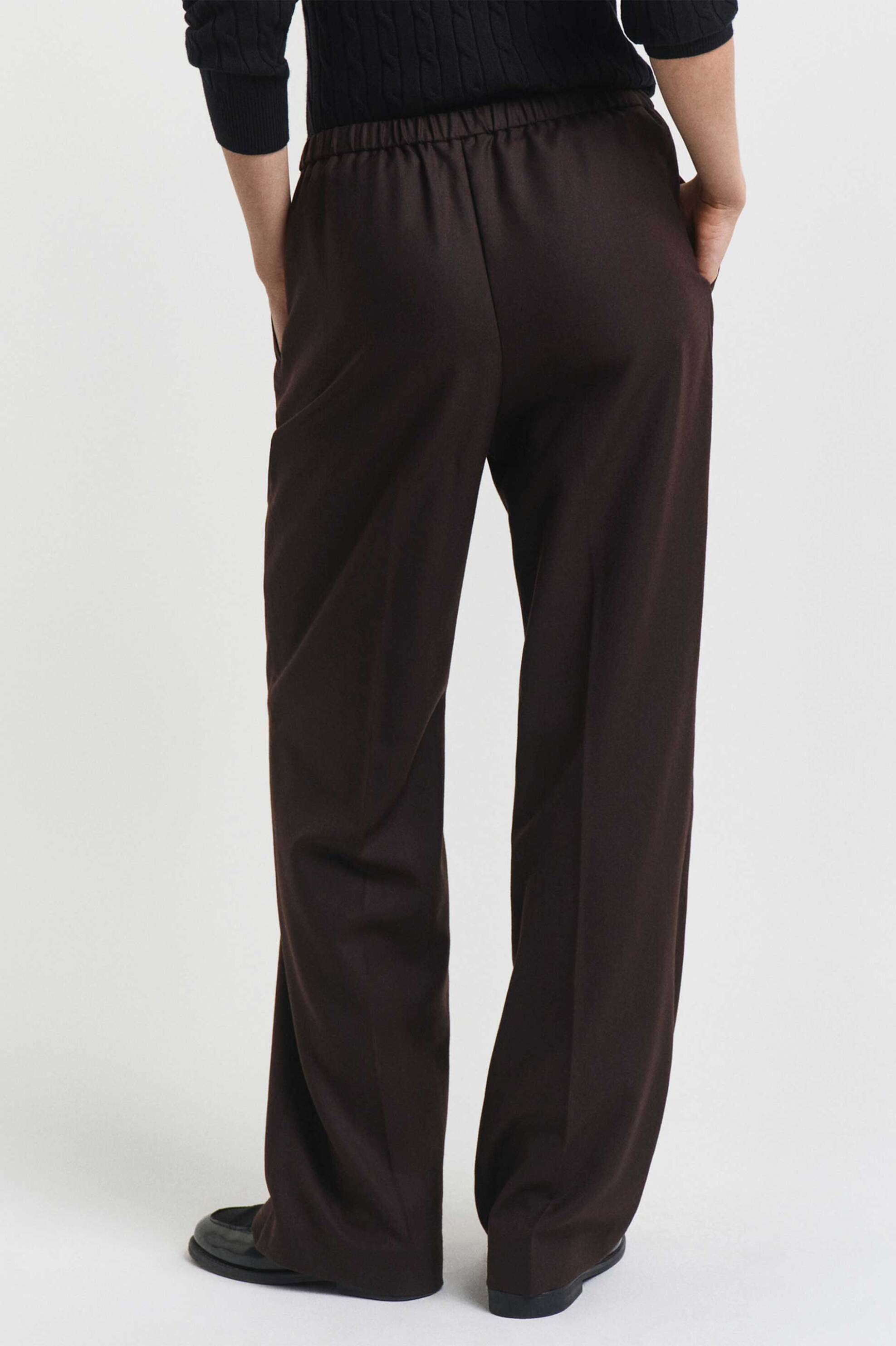 Gant γυναικείο παντελόνι με μαλλί και ελαστική μέση Relaxed Fit - 4150368 Καφέ φωτογραφία