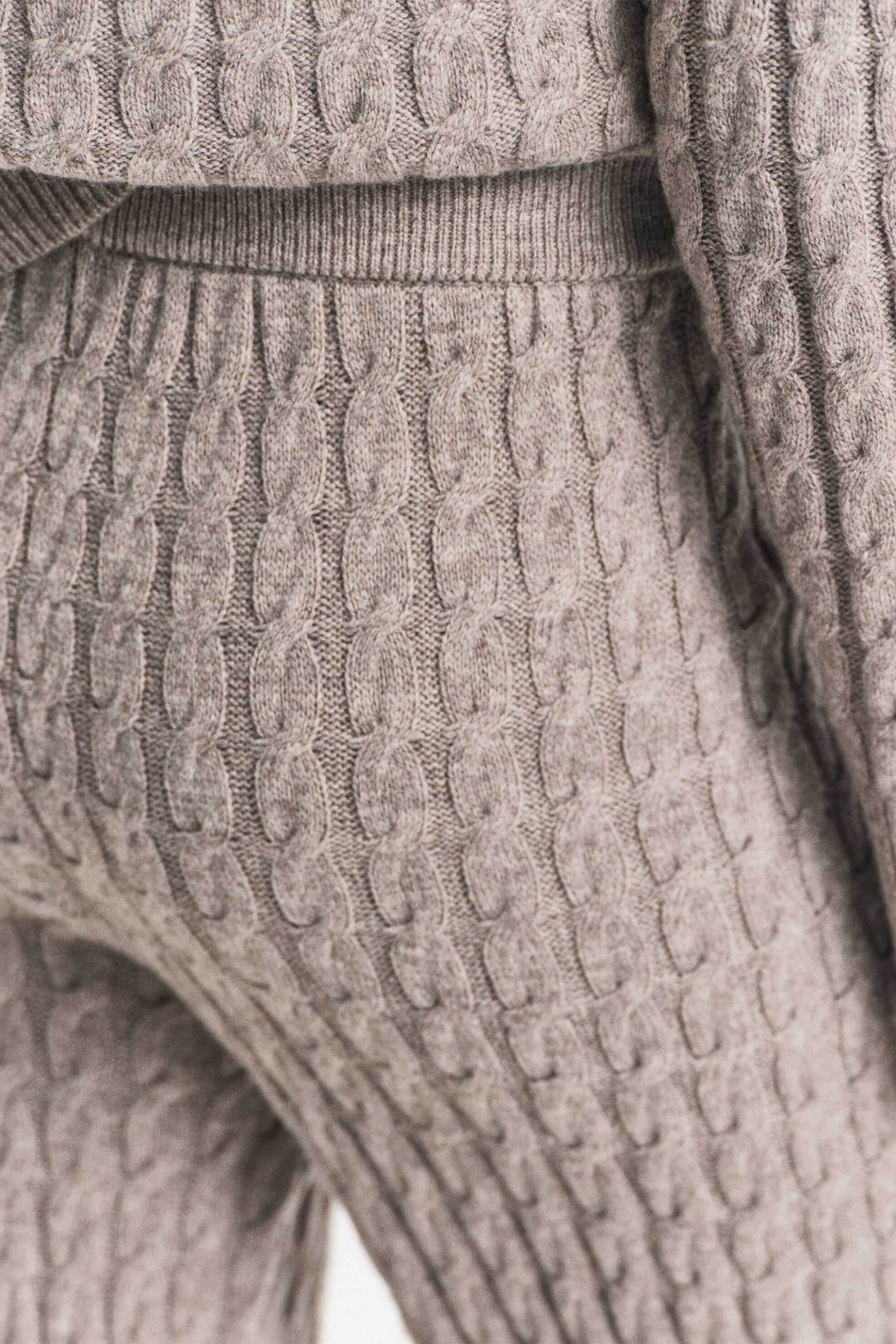 GANT Gant γυναικείο μάλλινο παντελόνι με cable knit pattern Regular Fit - 4150371 Μπεζ - 4
