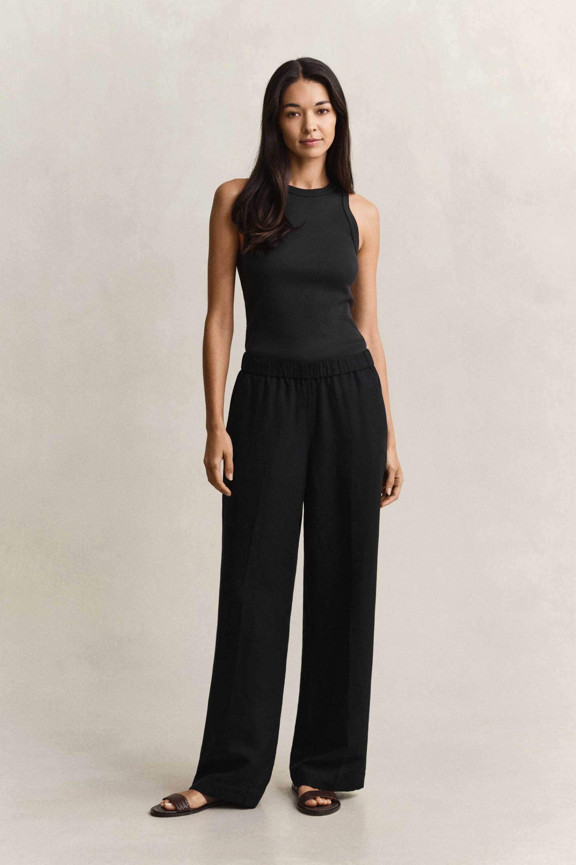 Gant γυναικείο παντελόνι με ελαστική μέση Relaxed Fit - 4150381 Μαύρο