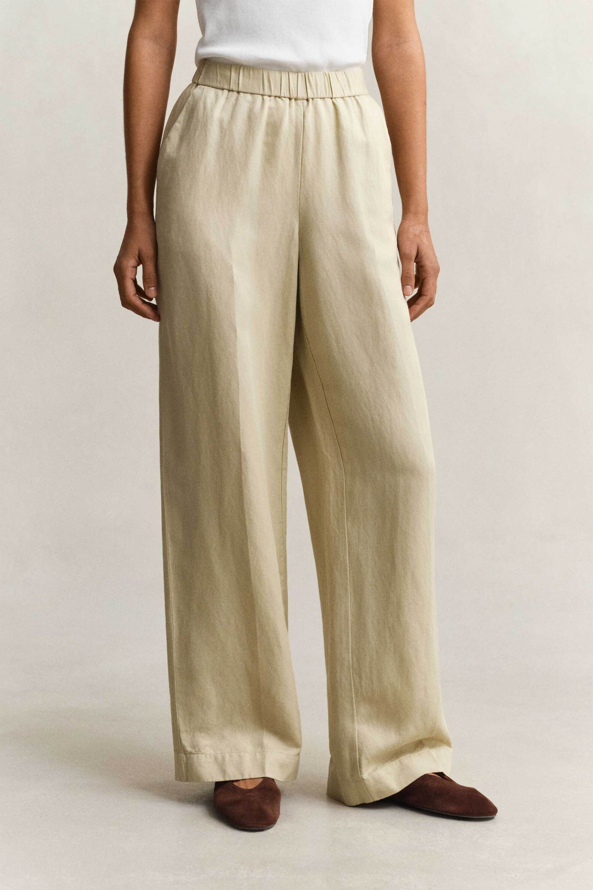 GANT Gant γυναικείο παντελόνι με ελαστική μέση Relaxed Fit - 4150381 Μπεζ - 2