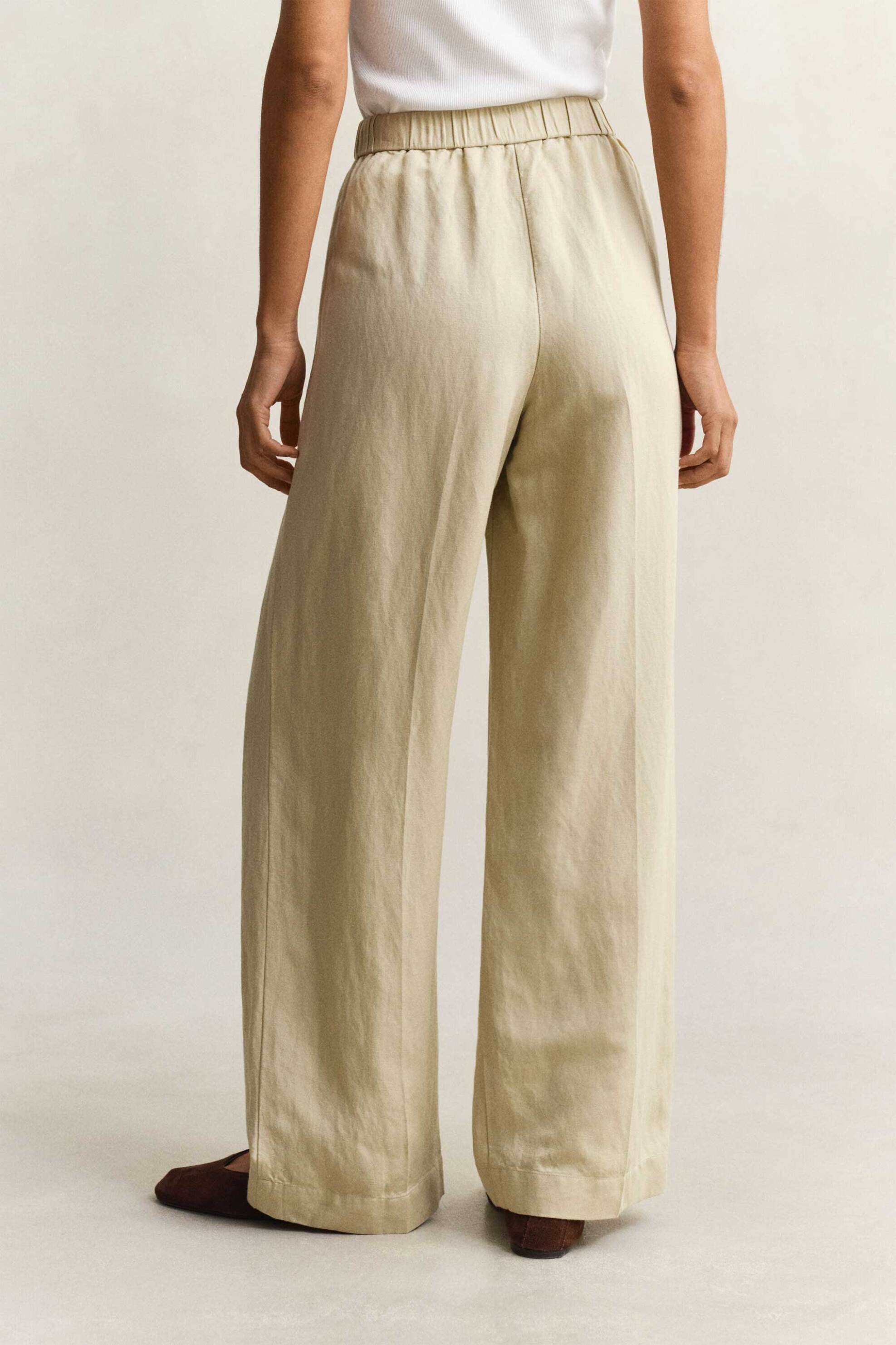 GANT Gant γυναικείο παντελόνι με ελαστική μέση Relaxed Fit - 4150381 Μπεζ - 3