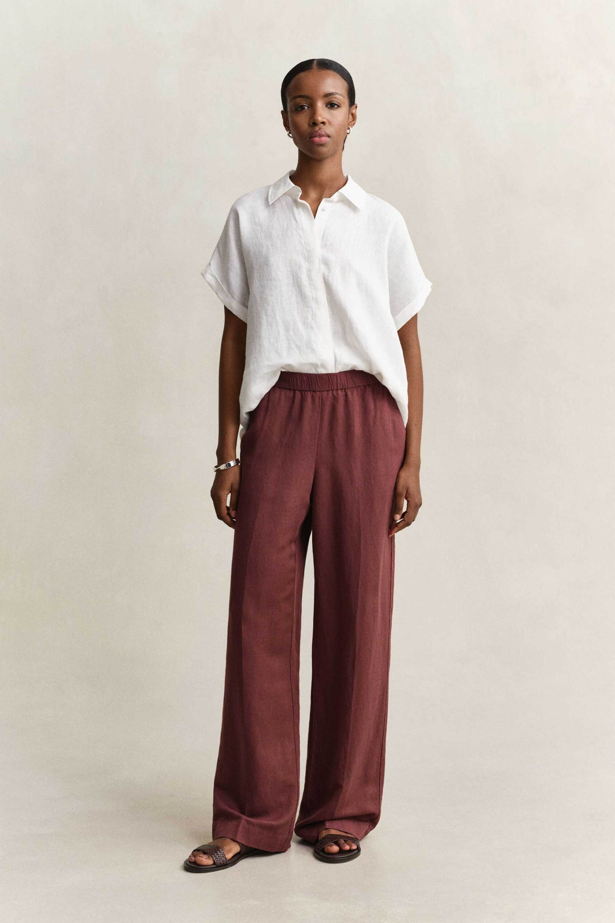 Gant γυναικείο παντελόνι με ελαστική μέση Relaxed Fit - 4150381 Σάπιο Μήλο