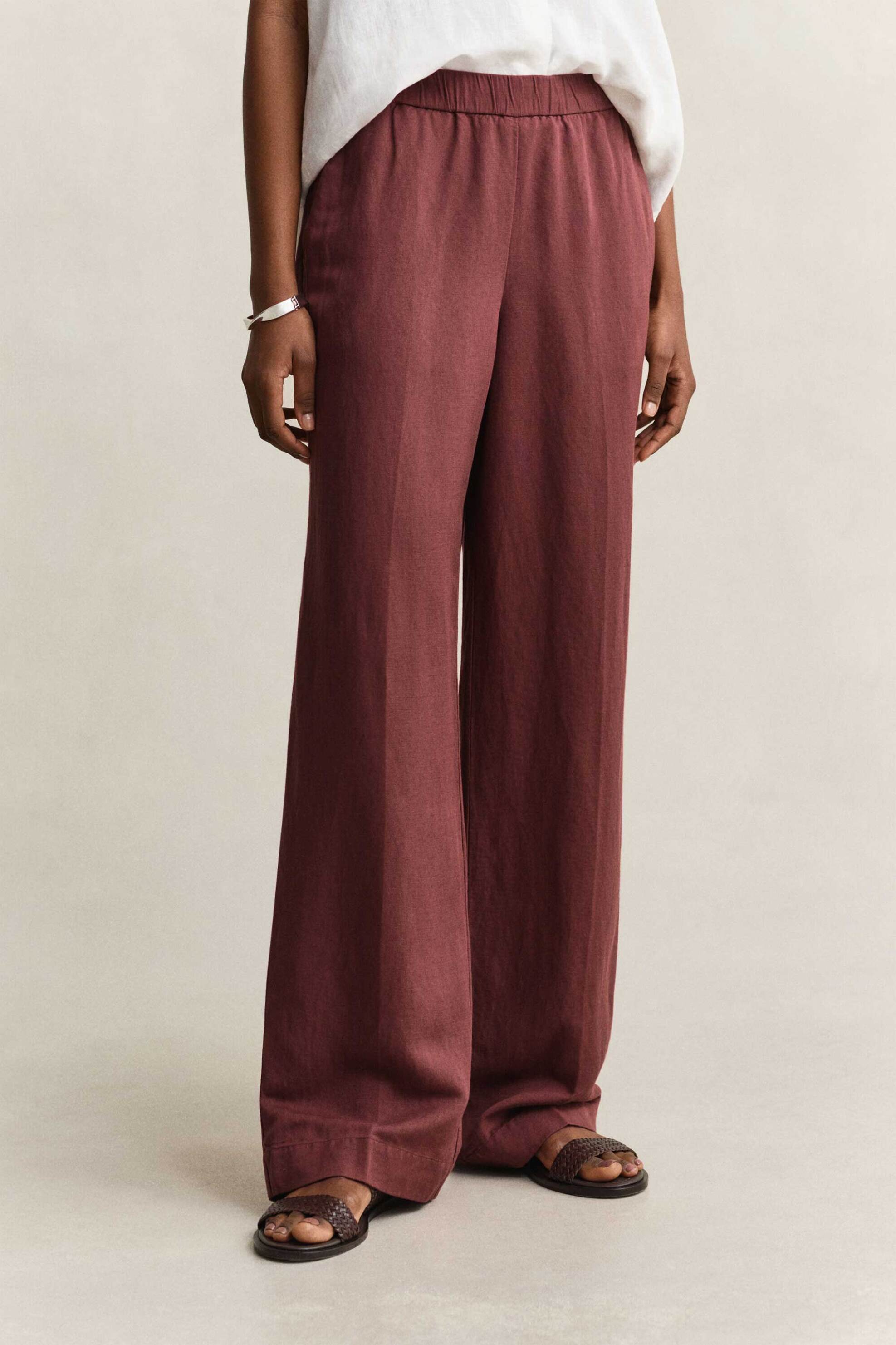 GANT Gant γυναικείο παντελόνι με ελαστική μέση Relaxed Fit - 4150381 Σάπιο Μήλο - 2