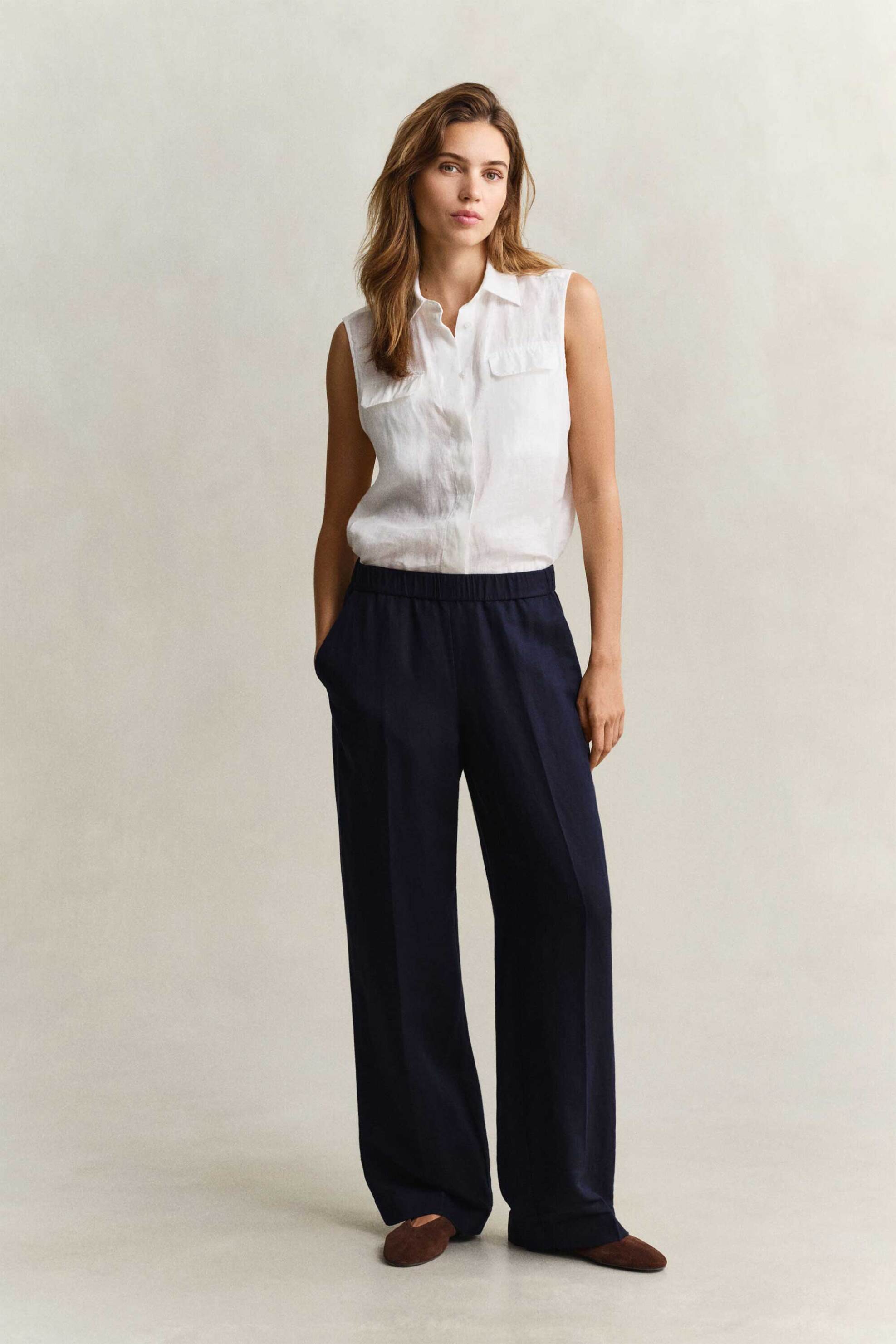 Gant γυναικείο παντελόνι με ελαστική μέση Relaxed Fit - 4150381 Μπλε Σκούρο