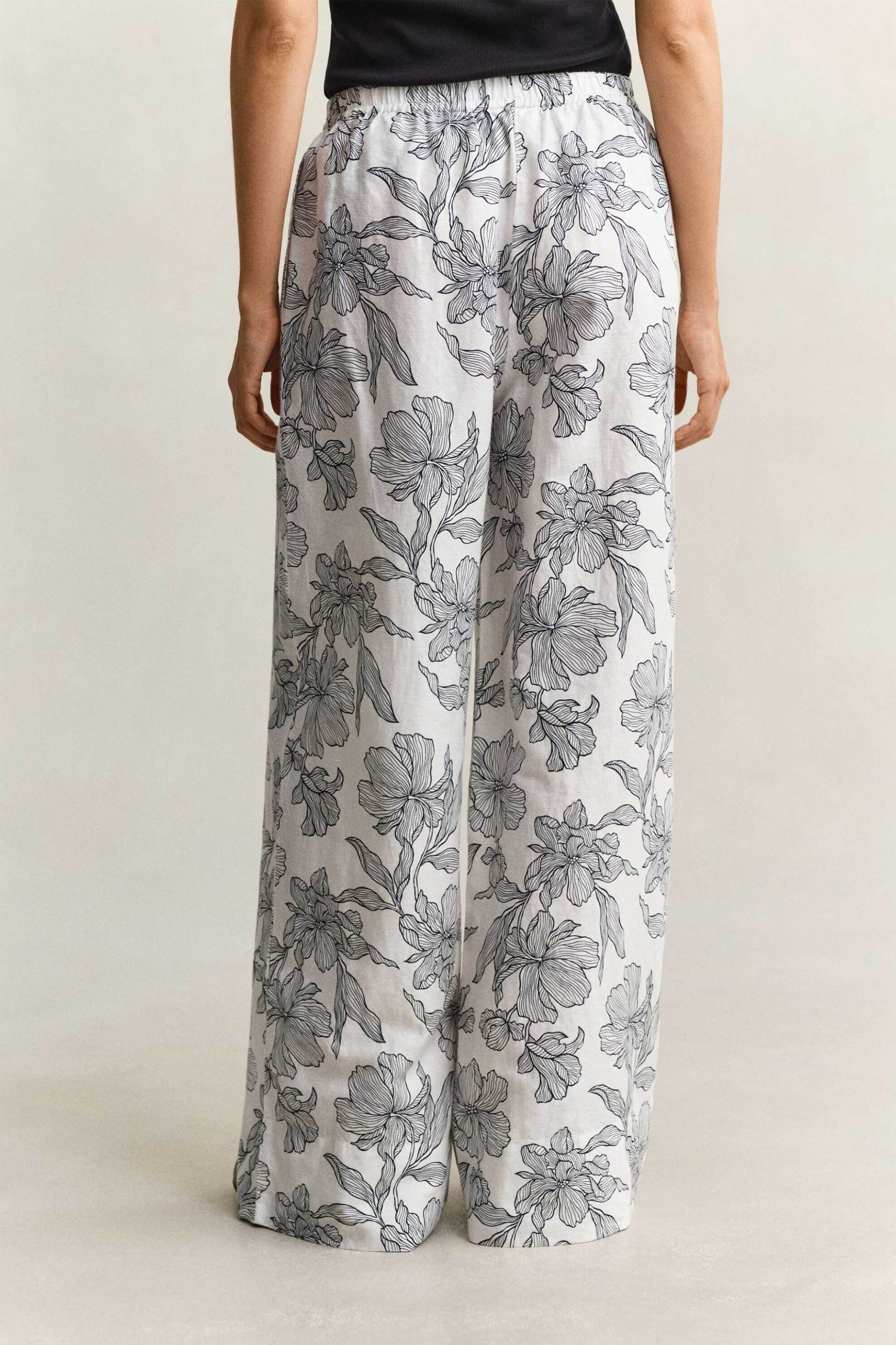 GANT Gant γυναικείο παντελόνι με floral print και ελαστική μέση Relaxed Fit - 4150396 Λευκό - 3