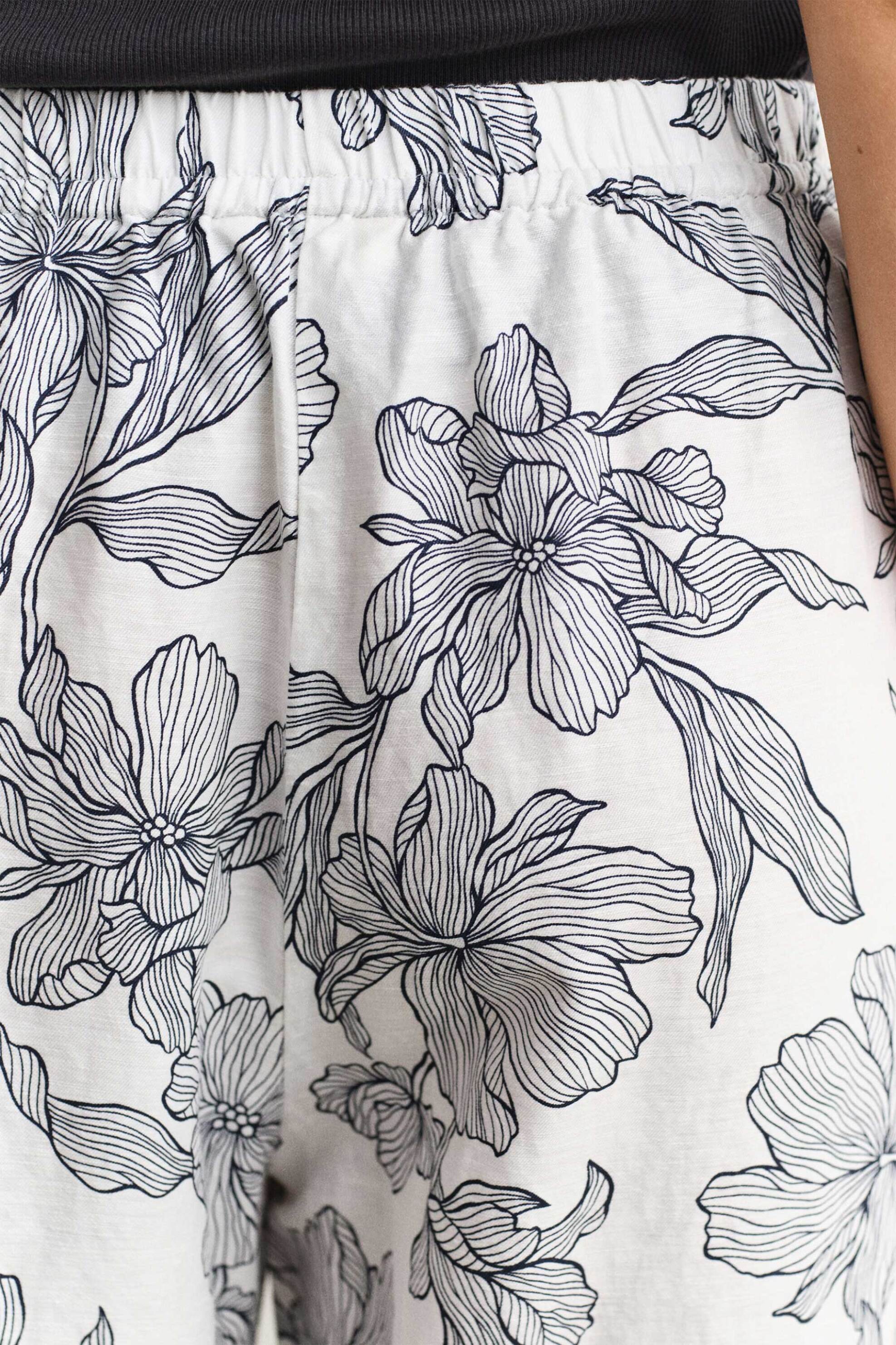 Gant Γυναικείο Παντελόνι με Floral Print Και Ελαστική Μέση Relaxed Fit - 4150396 Λευκό