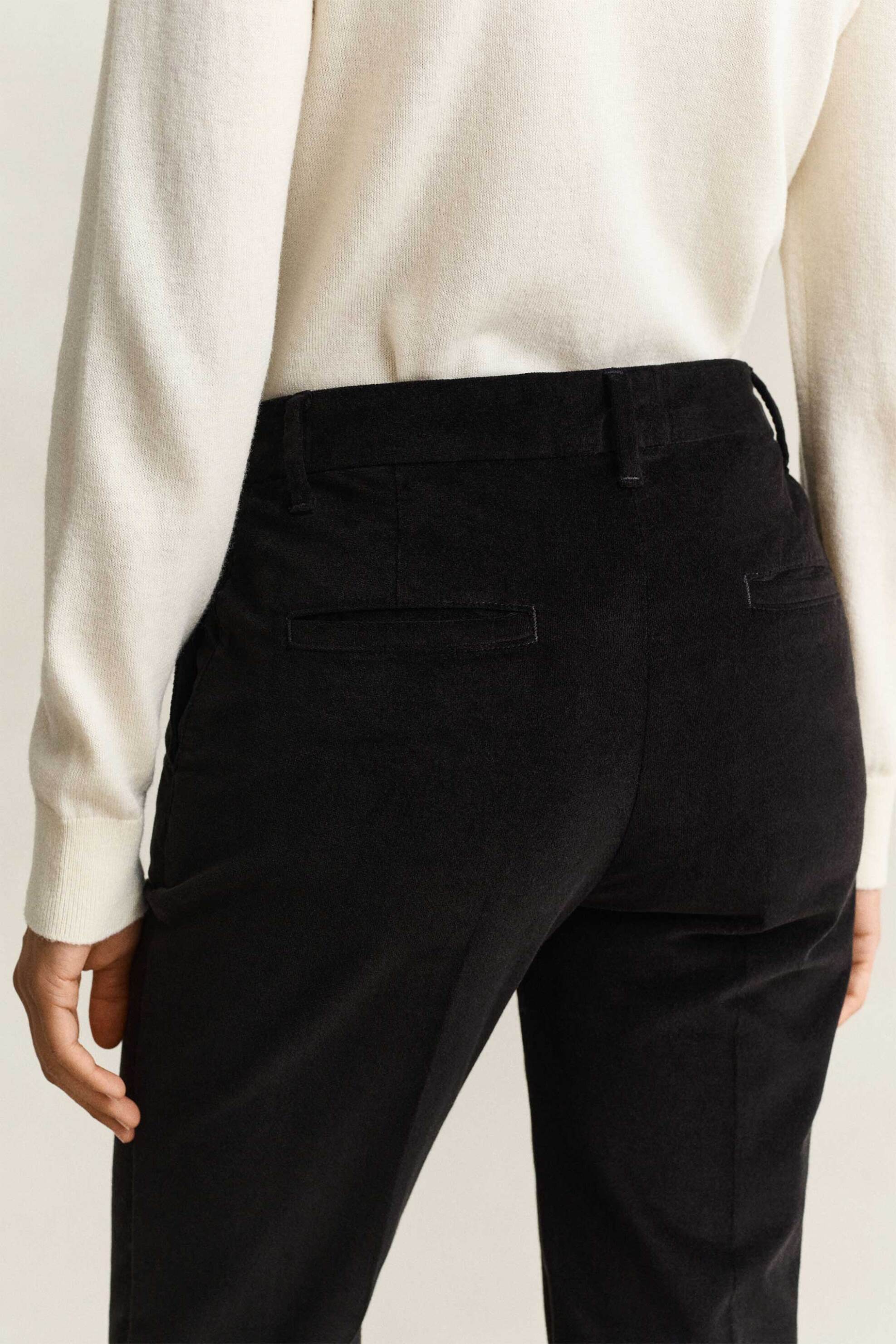 GANT Gant γυναικείο παντελόνι με βελούδινη υφή Flared Slim Fit - 4150420 Μαύρο - 4