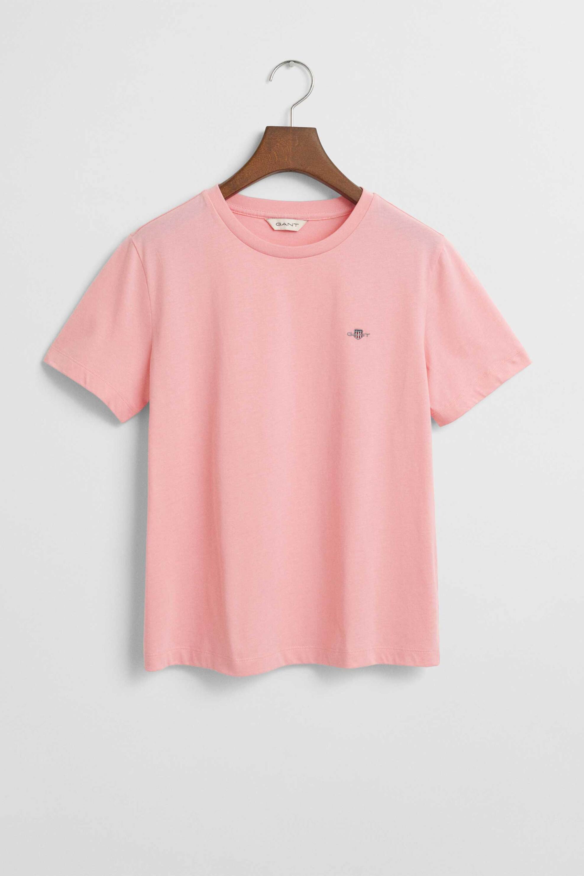 Gant γυναικείο T-shirt μονόχρωμο με κεντημένο λογότυπο Regular Fit - 4200200 Ροζ