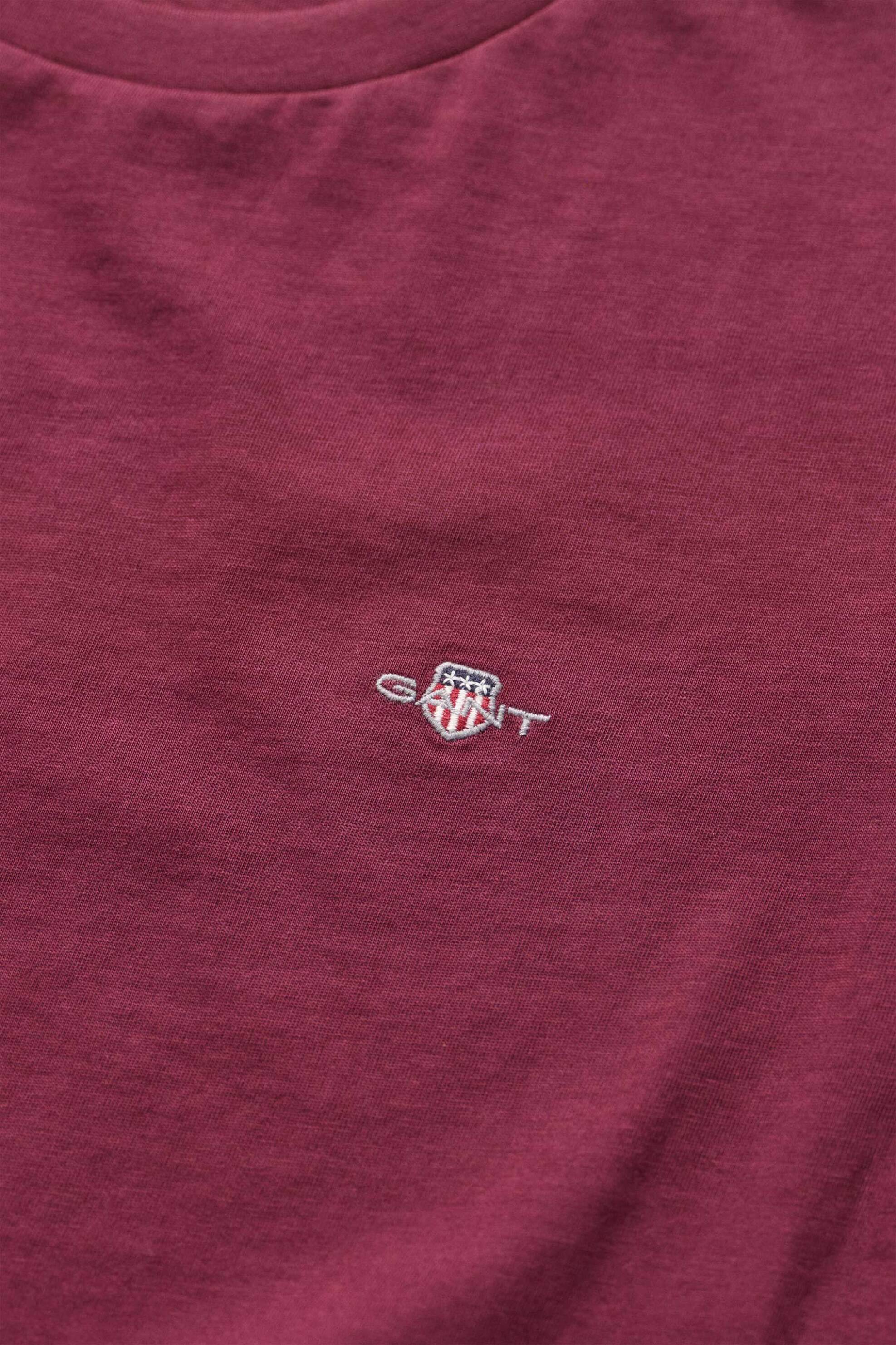 Gant Γυναικείο T-Shirt Μονόχρωμο με Κεντημένο Λογότυπο Regular Fit - 4200200 Μπορντό Σκούρο