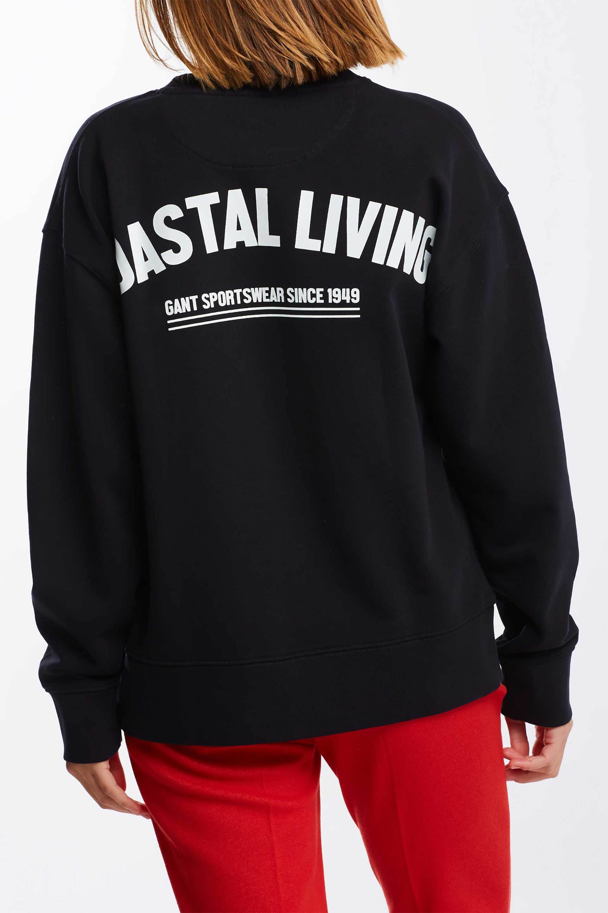 Gant γυναικεία μπλούζα φούτερ βαμβακερή μονόχρωμη με contrast prints - 4200621 Μαύρο φωτογραφία