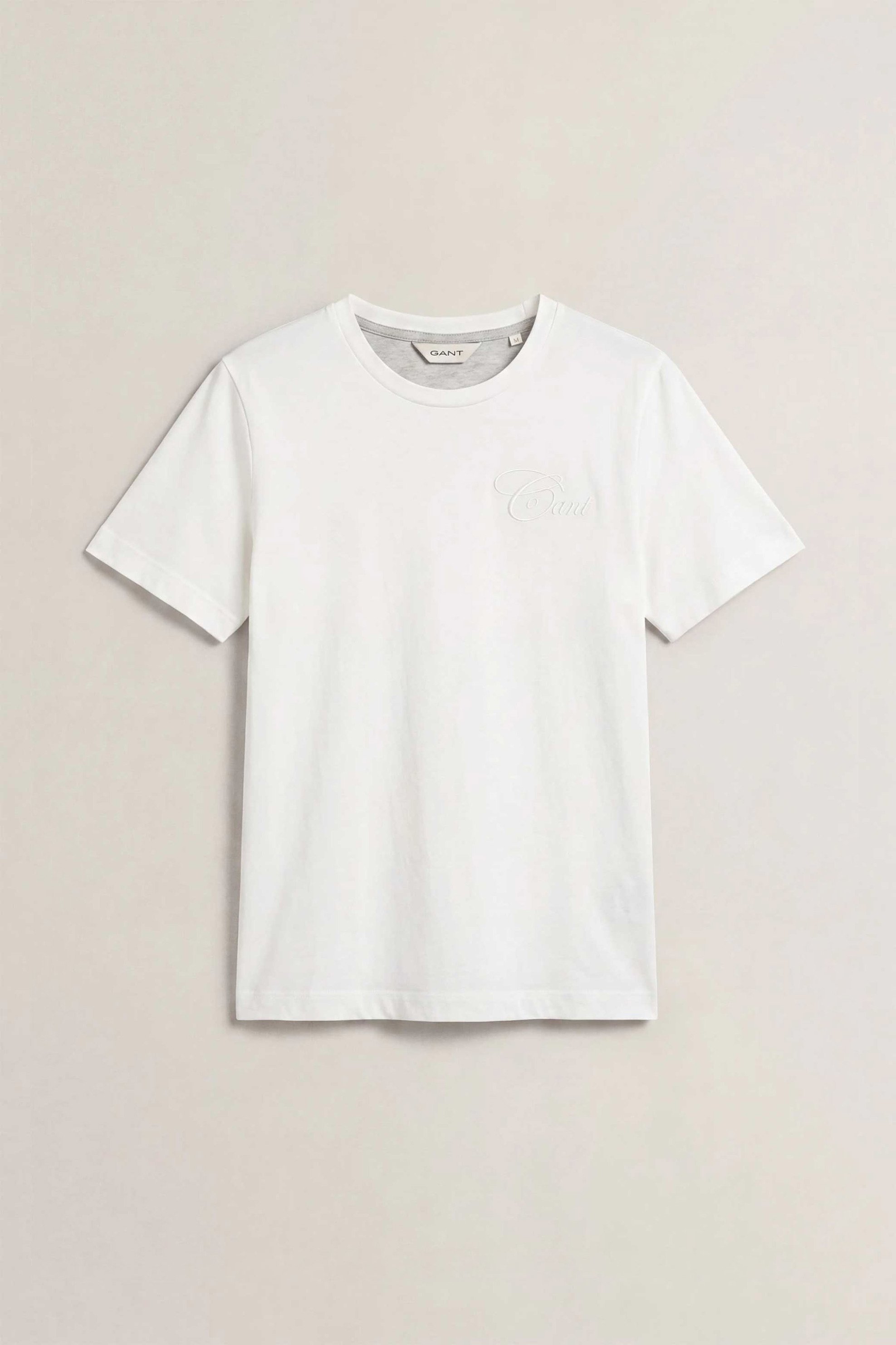 Gant γυναικείο T-shirt με κεντημένο λογότυπο Regular Fit - 4201358 Λευκό