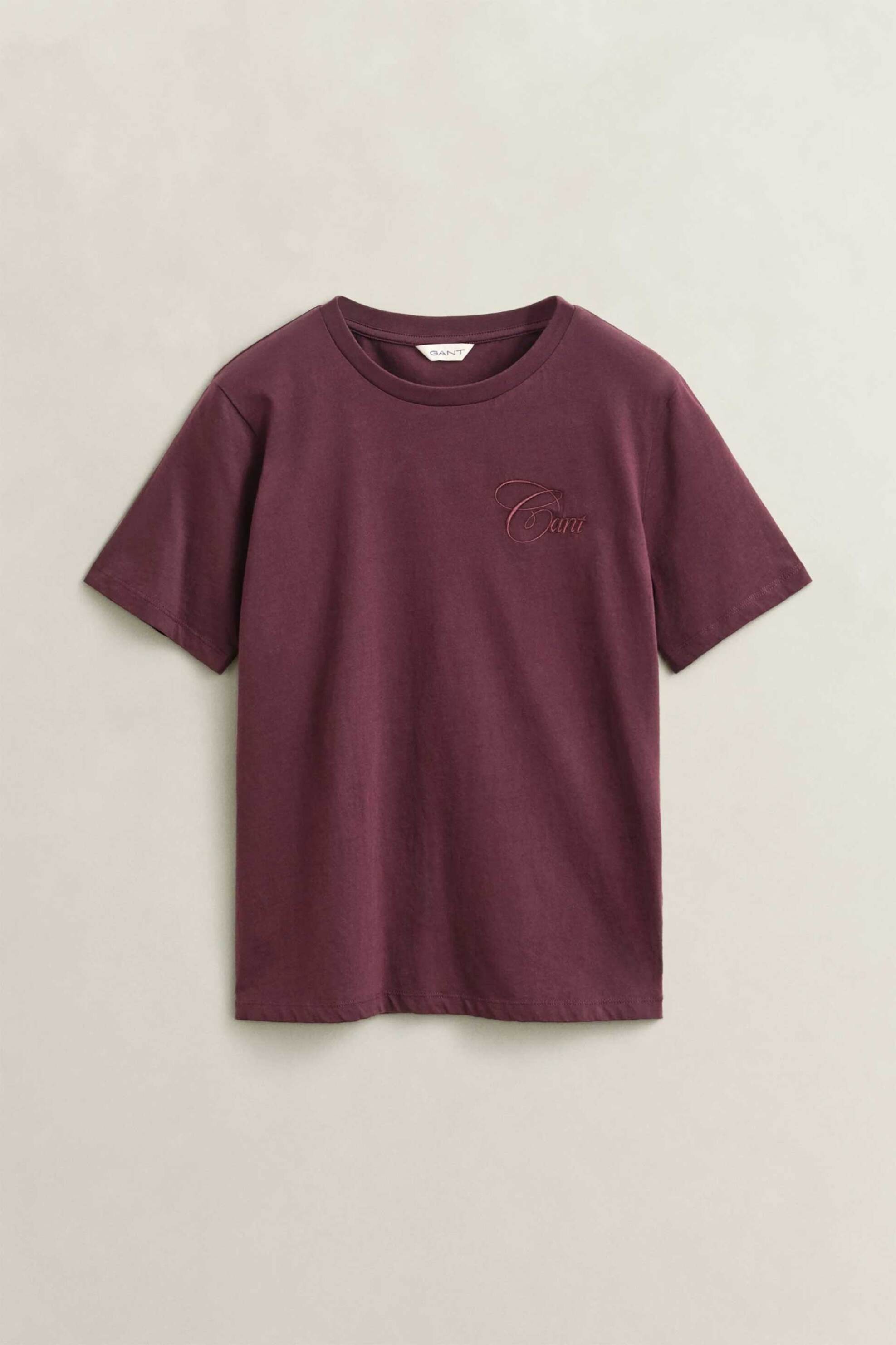 Gant γυναικείο T-shirt με κεντημένο λογότυπο Regular Fit - 4201358 Μπορντό Σκούρο