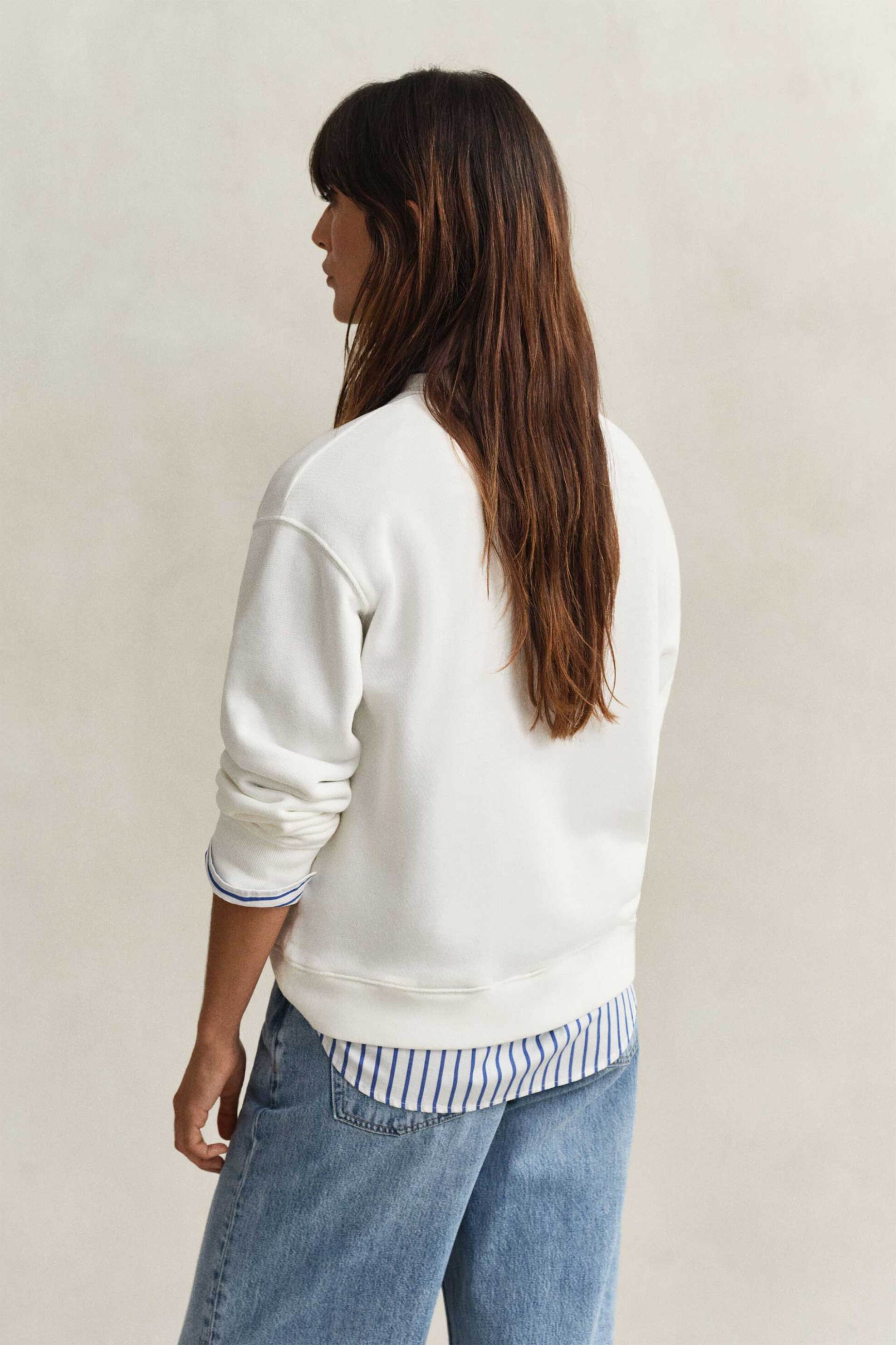 Gant Γυναικεία Μπλούζα Φούτερ με Contrast Graphic Logo Relaxed Fit - 4201419 Λευκό