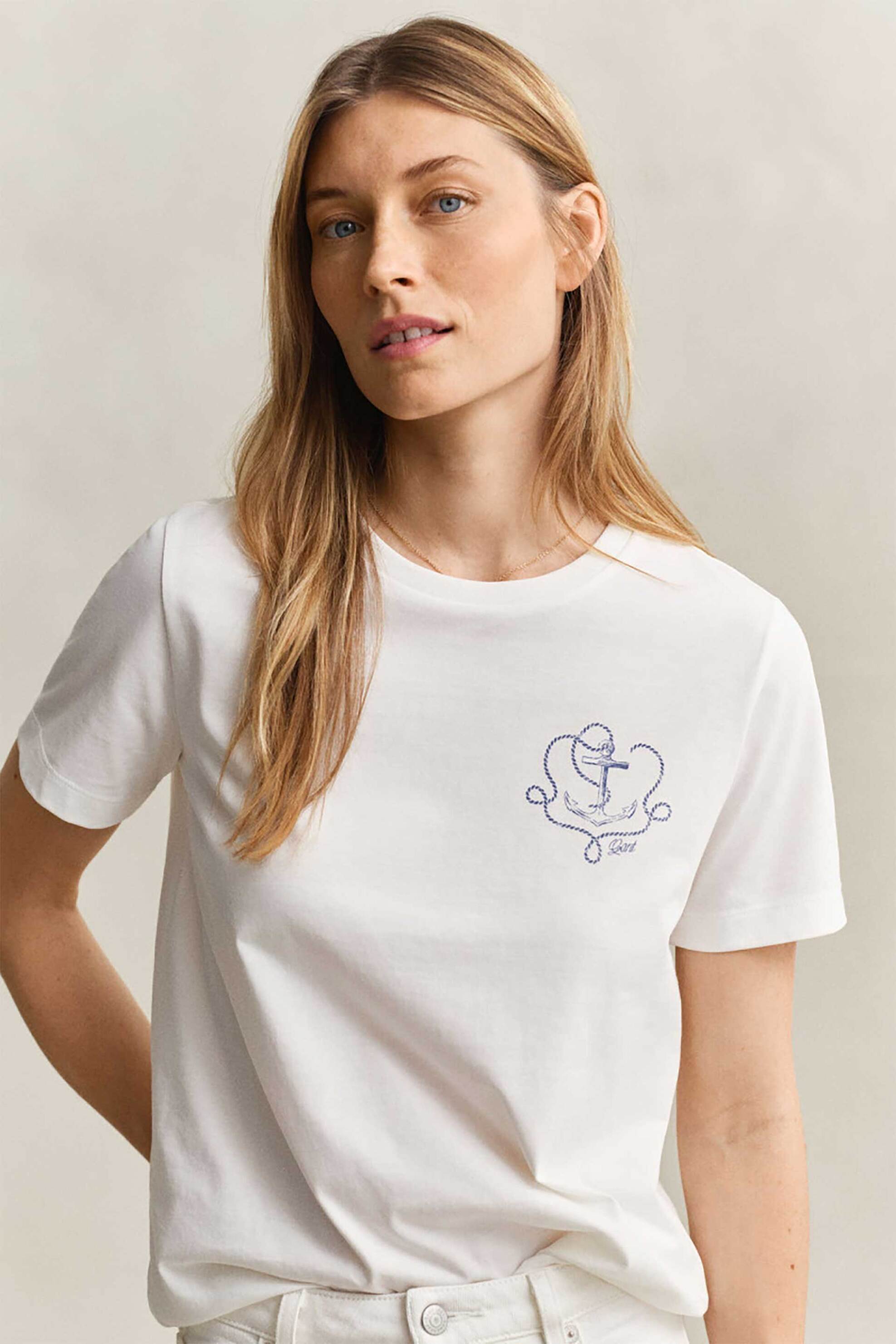 GANT Gant γυναικείο T-shirt με graphic print Regular Fit - 4201440 Λευκό - 2
