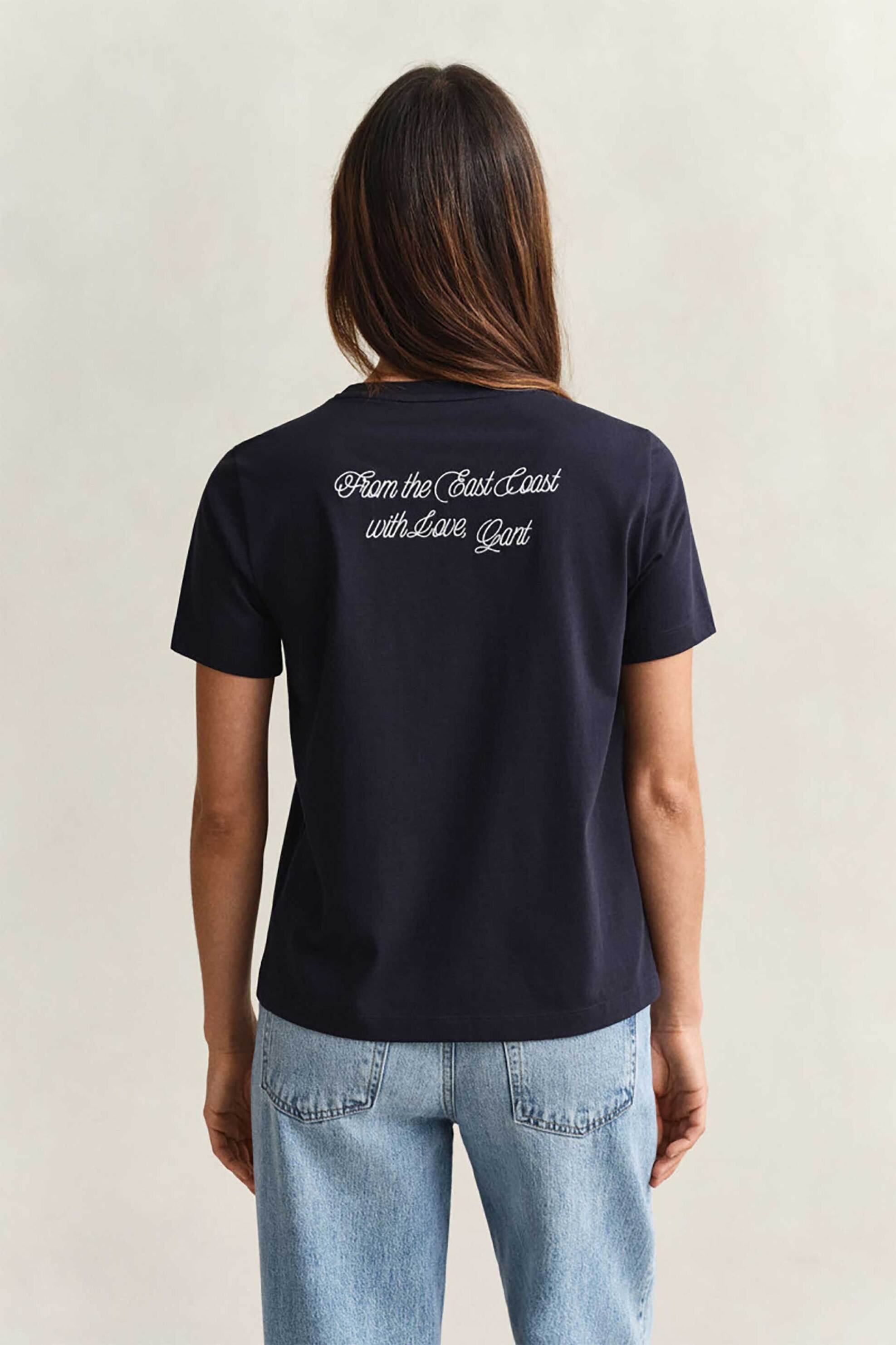 Gant Γυναικείο T-Shirt με Graphic Print Regular Fit - 4201440 Μπλε Σκούρο
