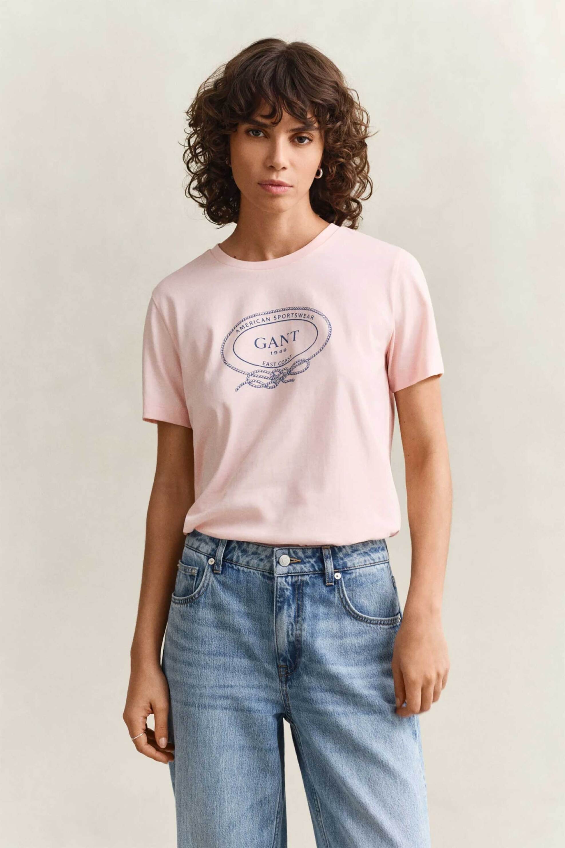 Gant γυναικείο T-shirt με graphic print Regular Fit - 4201440 Ροζ Ανοιχτό