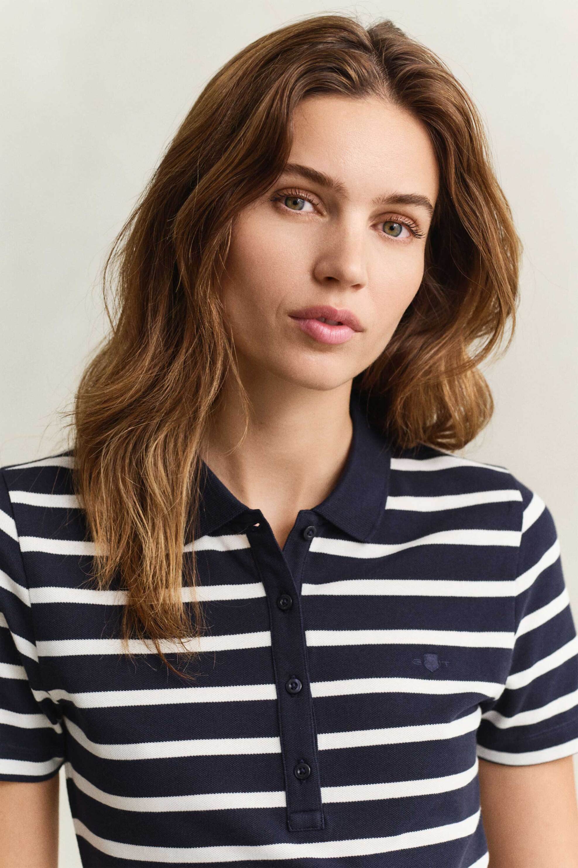 Gant γυναικείο mini φόρεμα πόλο πικέ με ριγέ σχέδιο Slim Fit - 4201463 Μπλε Σκούρο