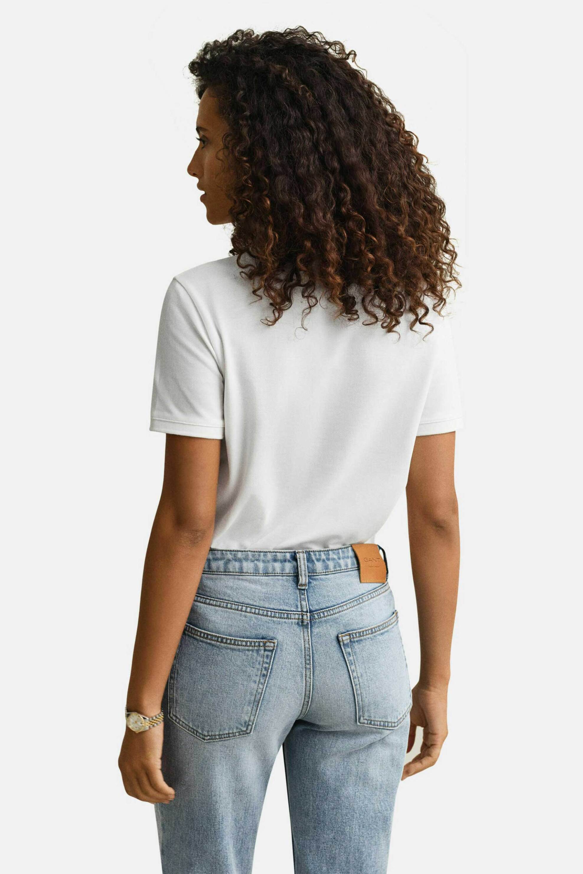 GANT Gant γυναικεία μπλούζα πόλο πικέ με λογότυπο Regular Fit - 4201489 Λευκό - 4