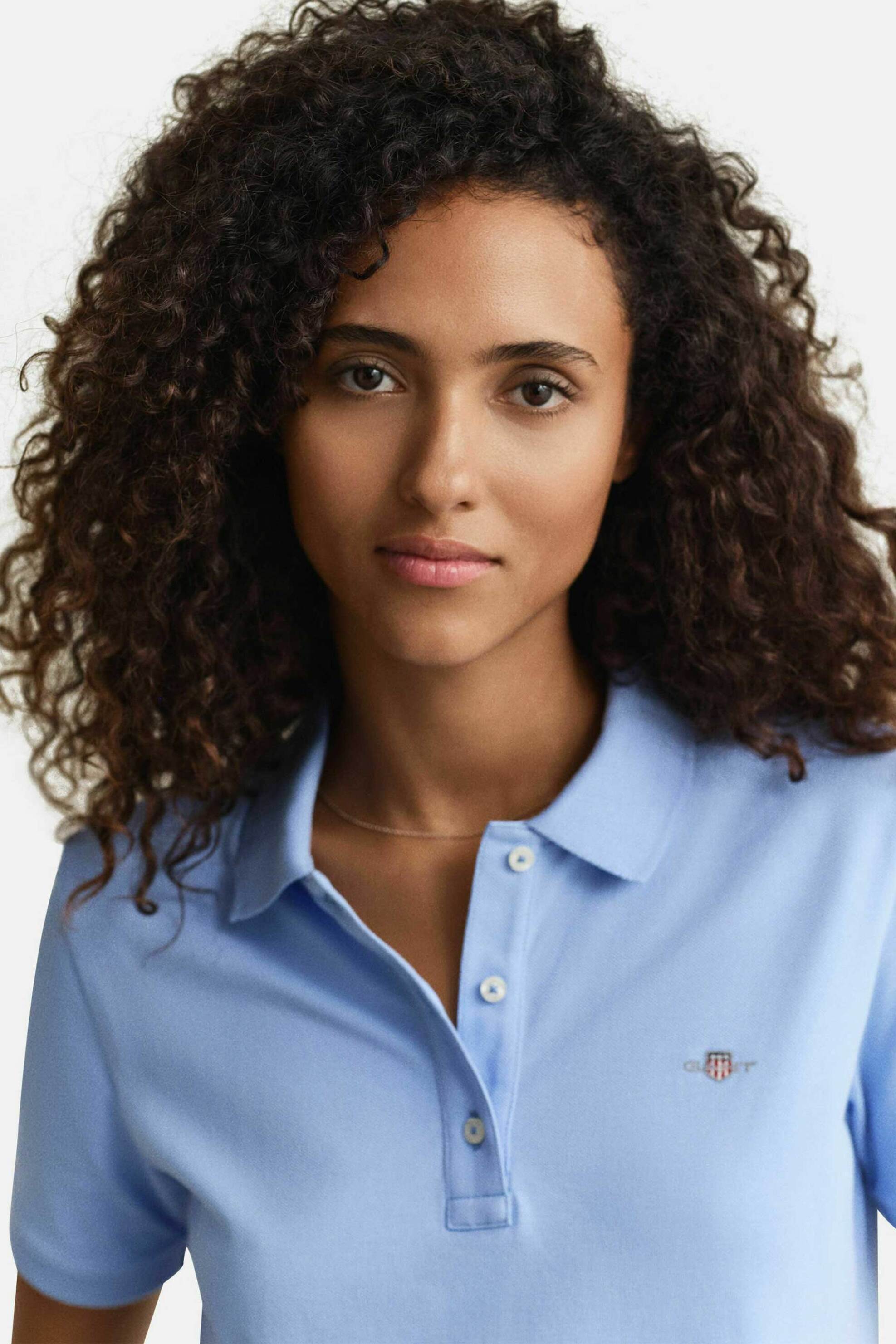 Gant γυναικεία μπλούζα πόλο πικέ με λογότυπο Regular Fit - 4201489 Μπλε Ανοιχτό