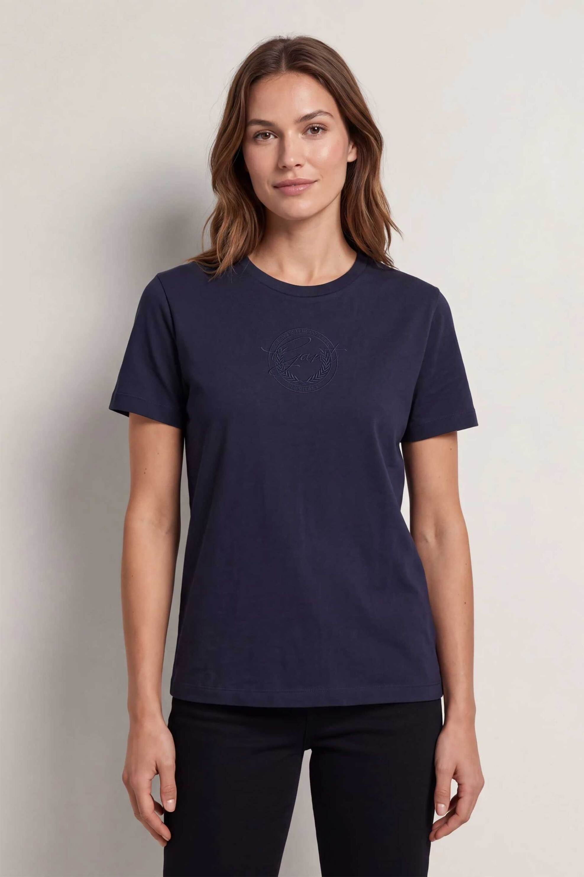 Gant γυναικείο T-shirt με κεντημένο graphic logo Regular Fit - 4201620 Μπλε Σκούρο