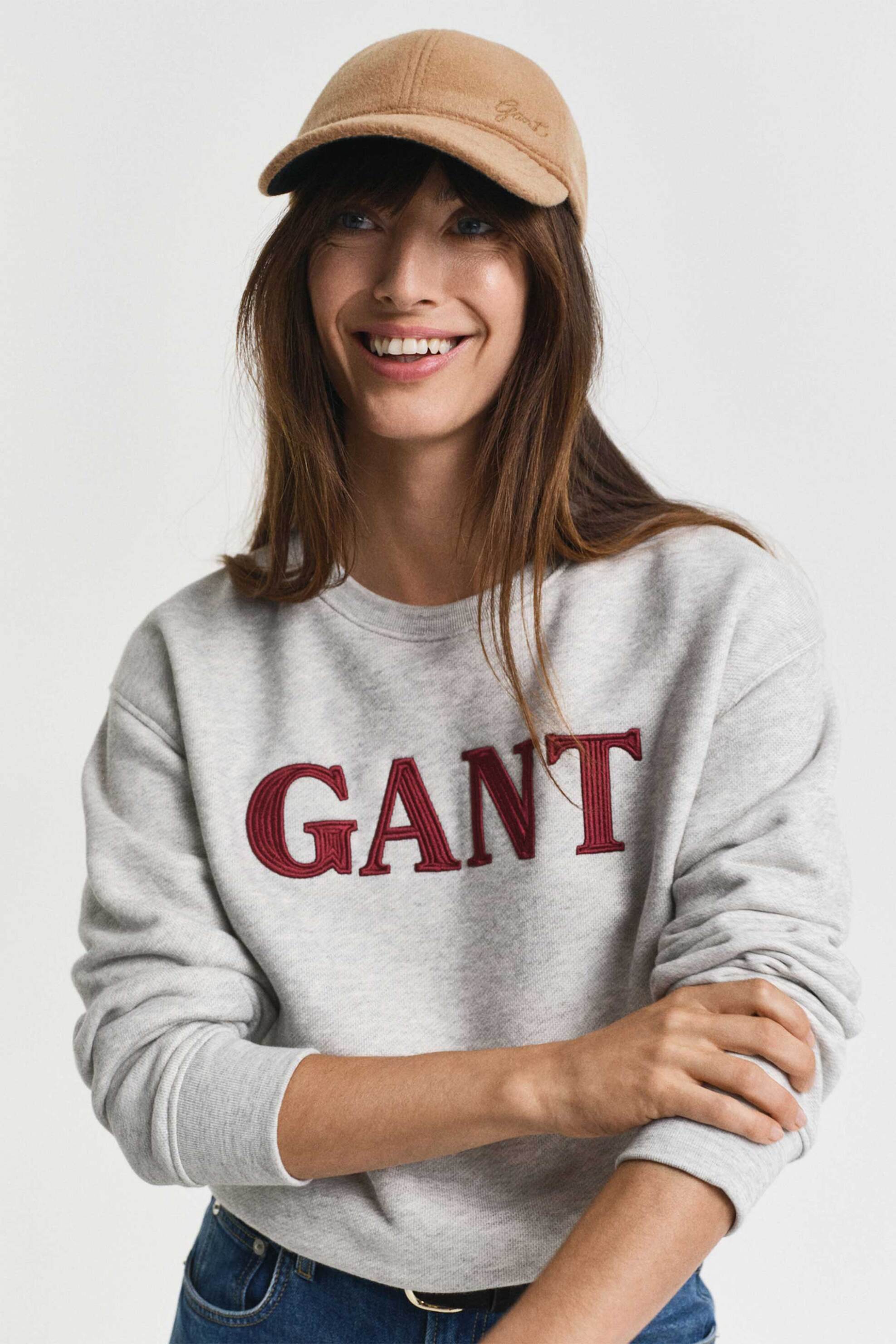 Gant γυναικεία μπλούζα φούτερ με κεντημένο λογότυπο Relaxed Fit - 4202551 Γκρι φωτογραφία