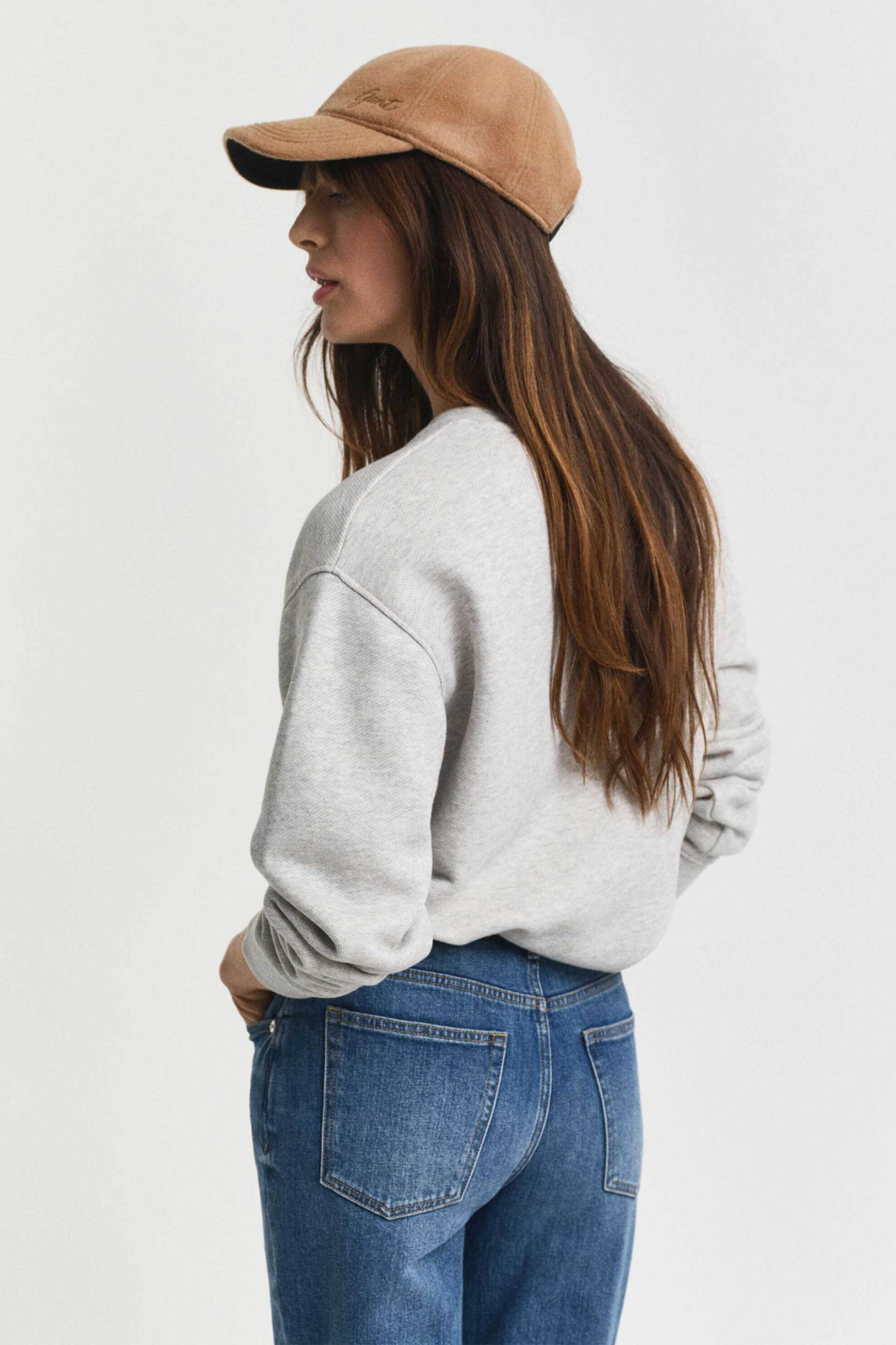 Gant γυναικεία μπλούζα φούτερ με κεντημένο λογότυπο Relaxed Fit - 4202551 Γκρι φωτογραφία