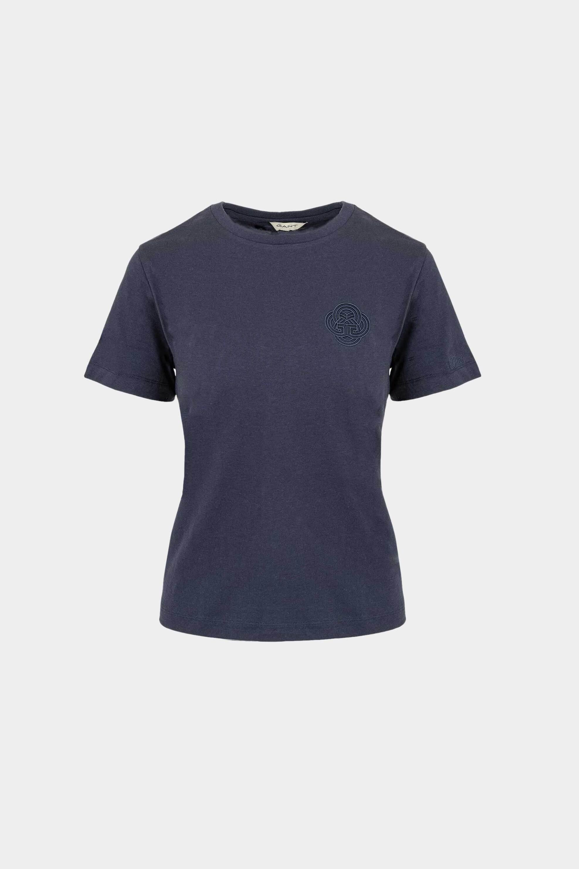 Gant γυναικείο T-shirt με κεντημένο λογότυπο Regular Fit - 4202574 Μπλε Σκούρο