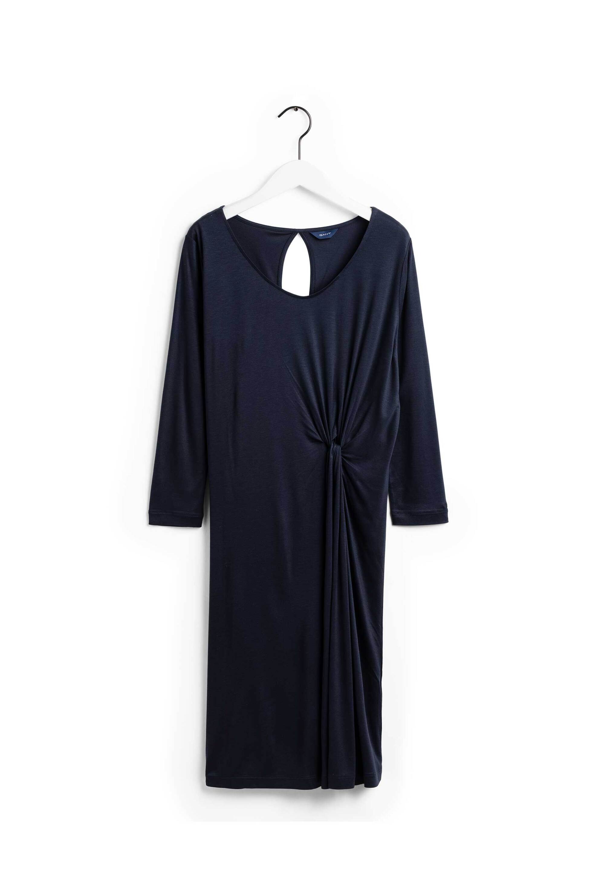 Gant γυναικείο midi φόρεμα μονόχρωμο με σούρα μπροστά - 4204340 Μπλε Σκούρο