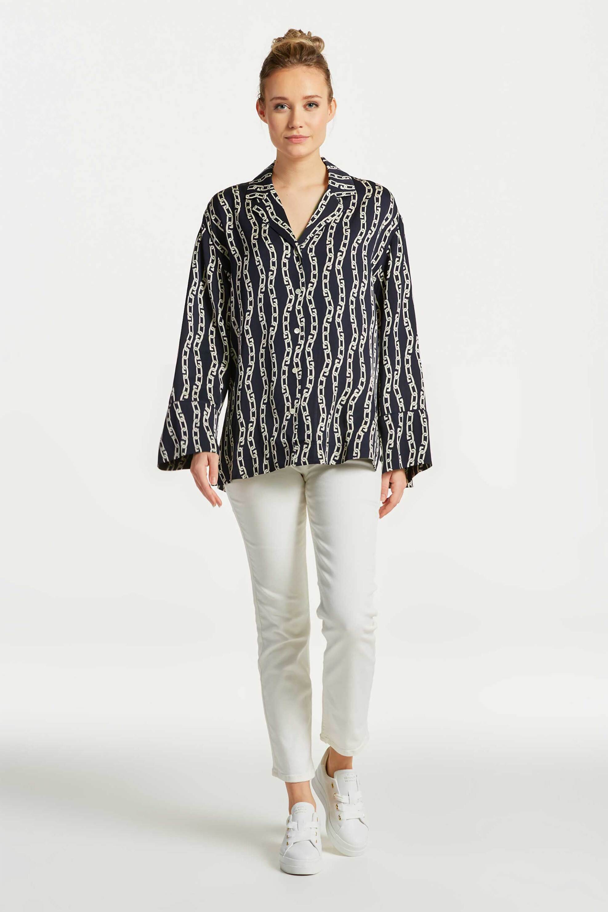 GANT Gant γυναικείο πουκάμισο με all-over contrast chain print - 4300202 Μπλε Σκούρο - 3
