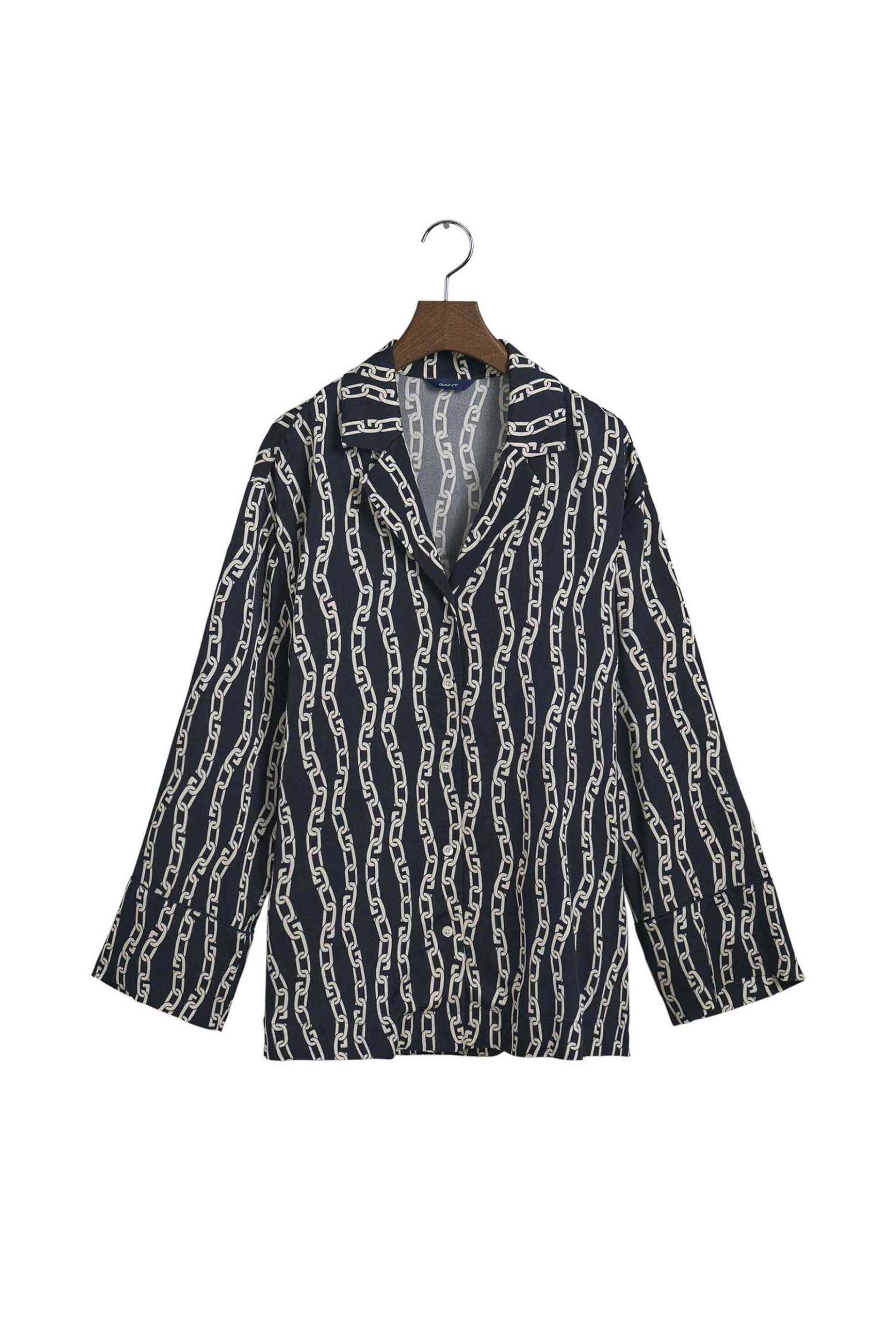 GANT Gant γυναικείο πουκάμισο με all-over contrast chain print - 4300202 Μπλε Σκούρο - 4