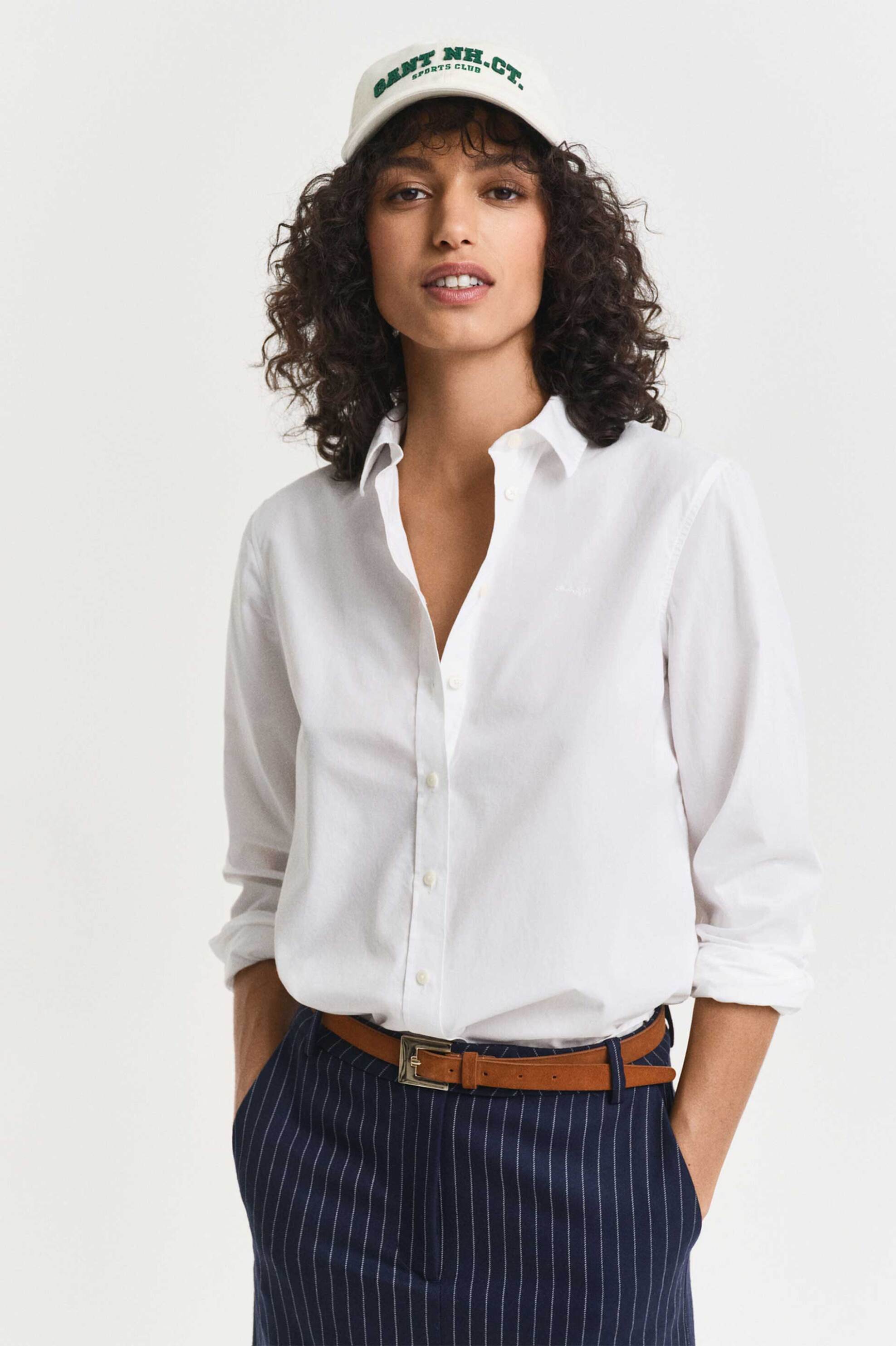 Gant γυναικείο πουκάμισο μονόχρωμο Regular Fit - 4300348 Λευκό