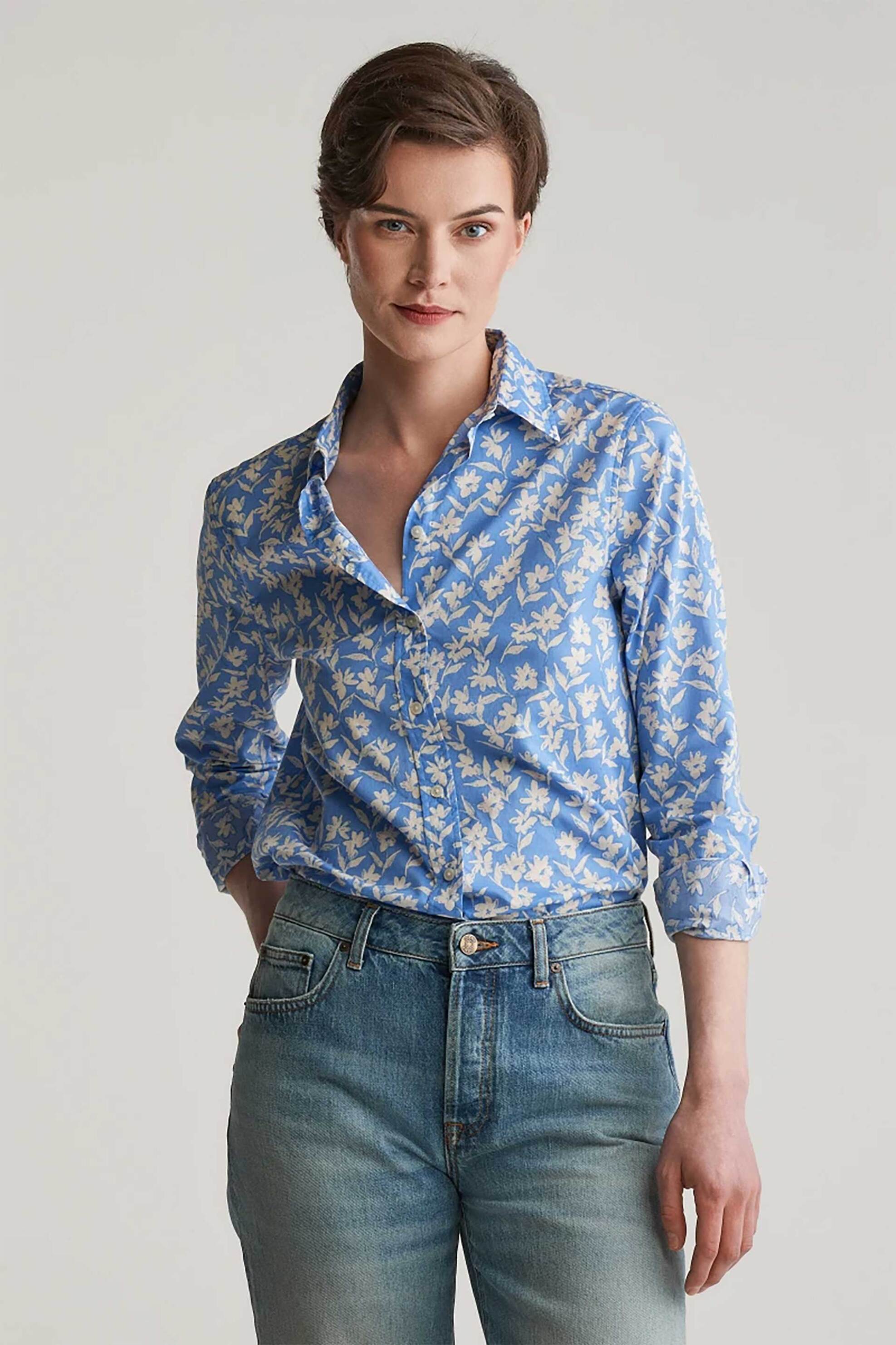 GANT Gant γυναικείο πουκάμισο με floral print Regular Fit - 4300461 Μπλε Ανοιχτό 2025