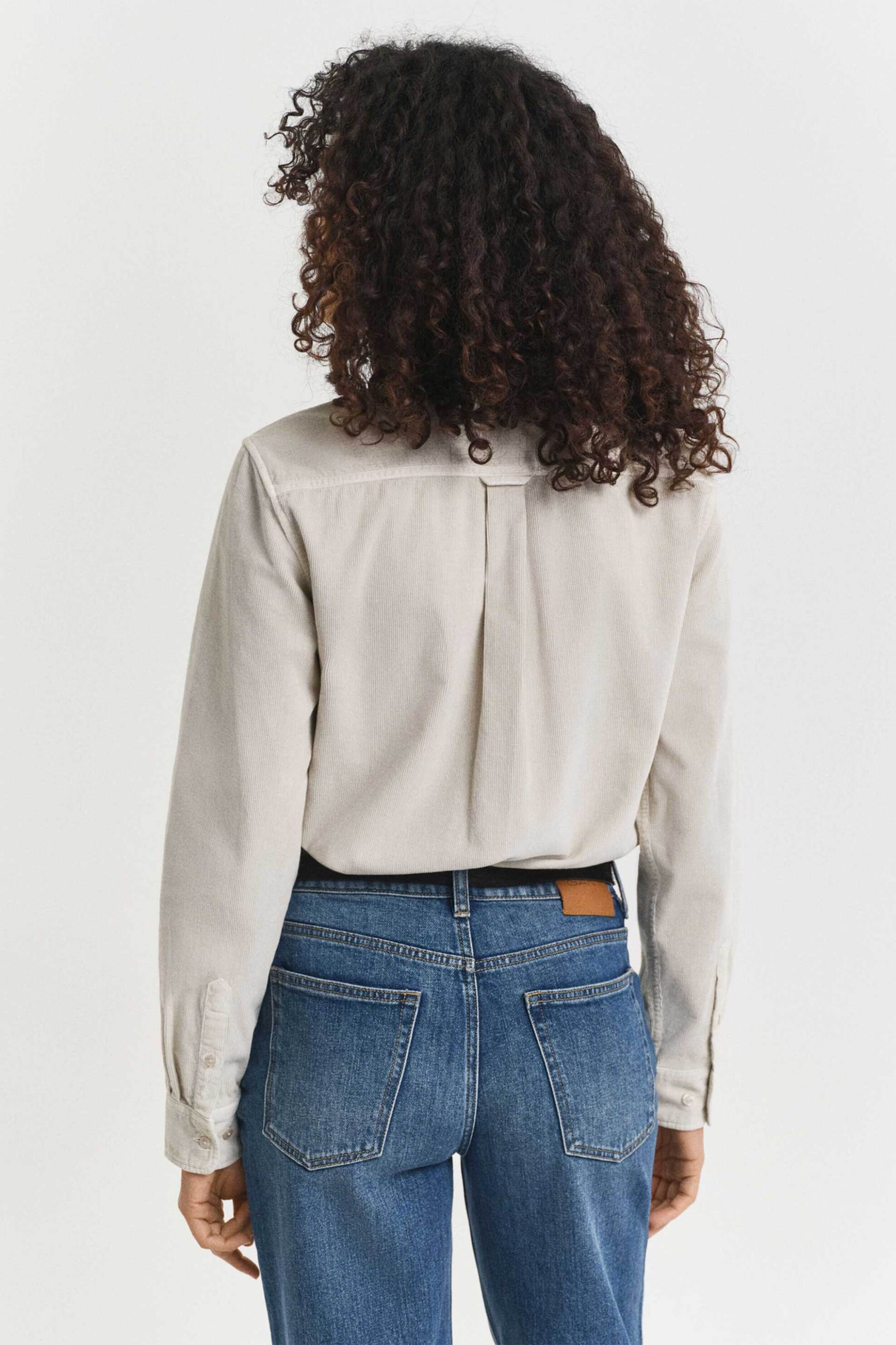 Gant γυναικείο πουκάμισο μονόχρωμο κοτλέ Regular Fit - 4300553 Εκρού φωτογραφία