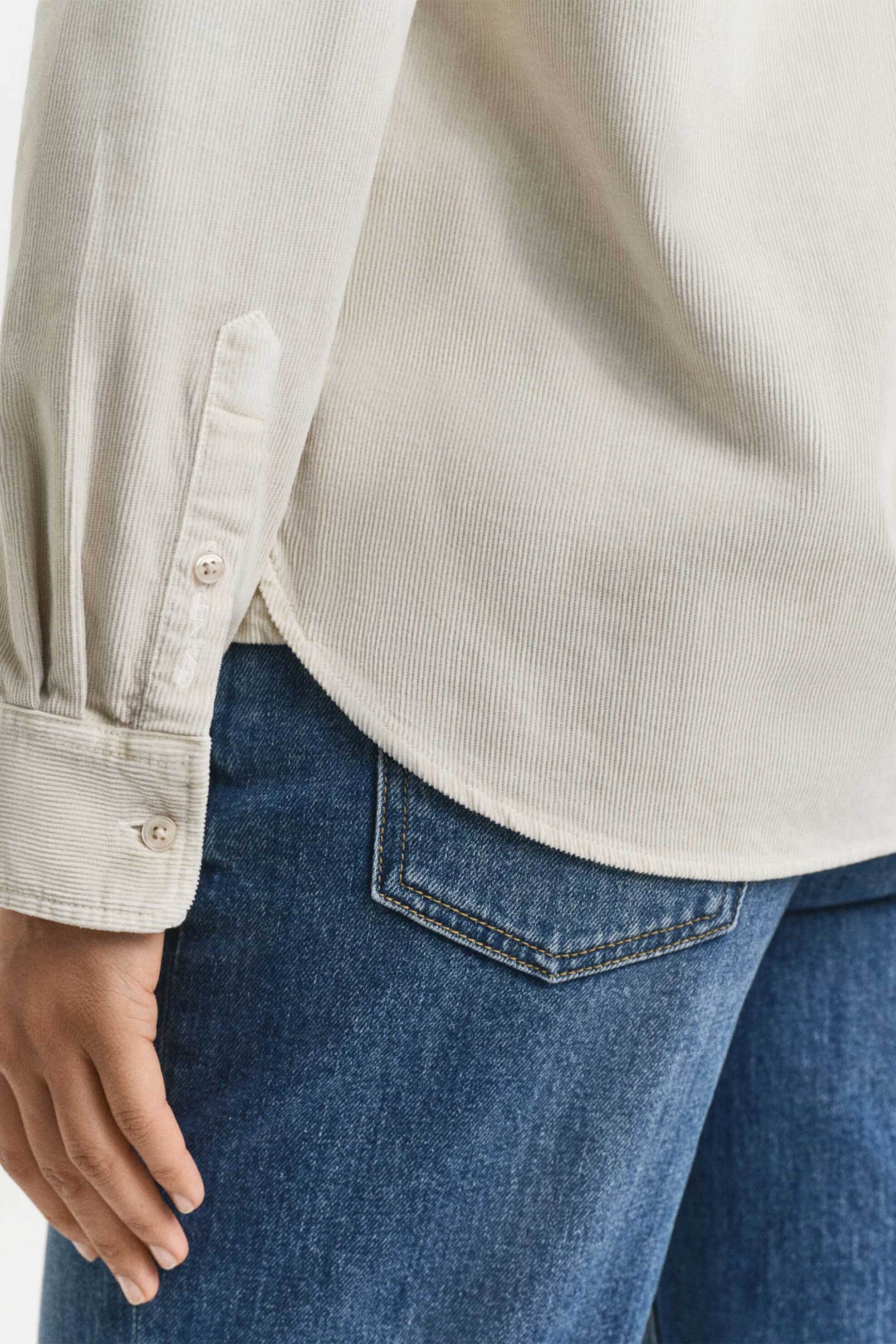 Gant γυναικείο πουκάμισο μονόχρωμο κοτλέ Regular Fit - 4300553 Εκρού φωτογραφία