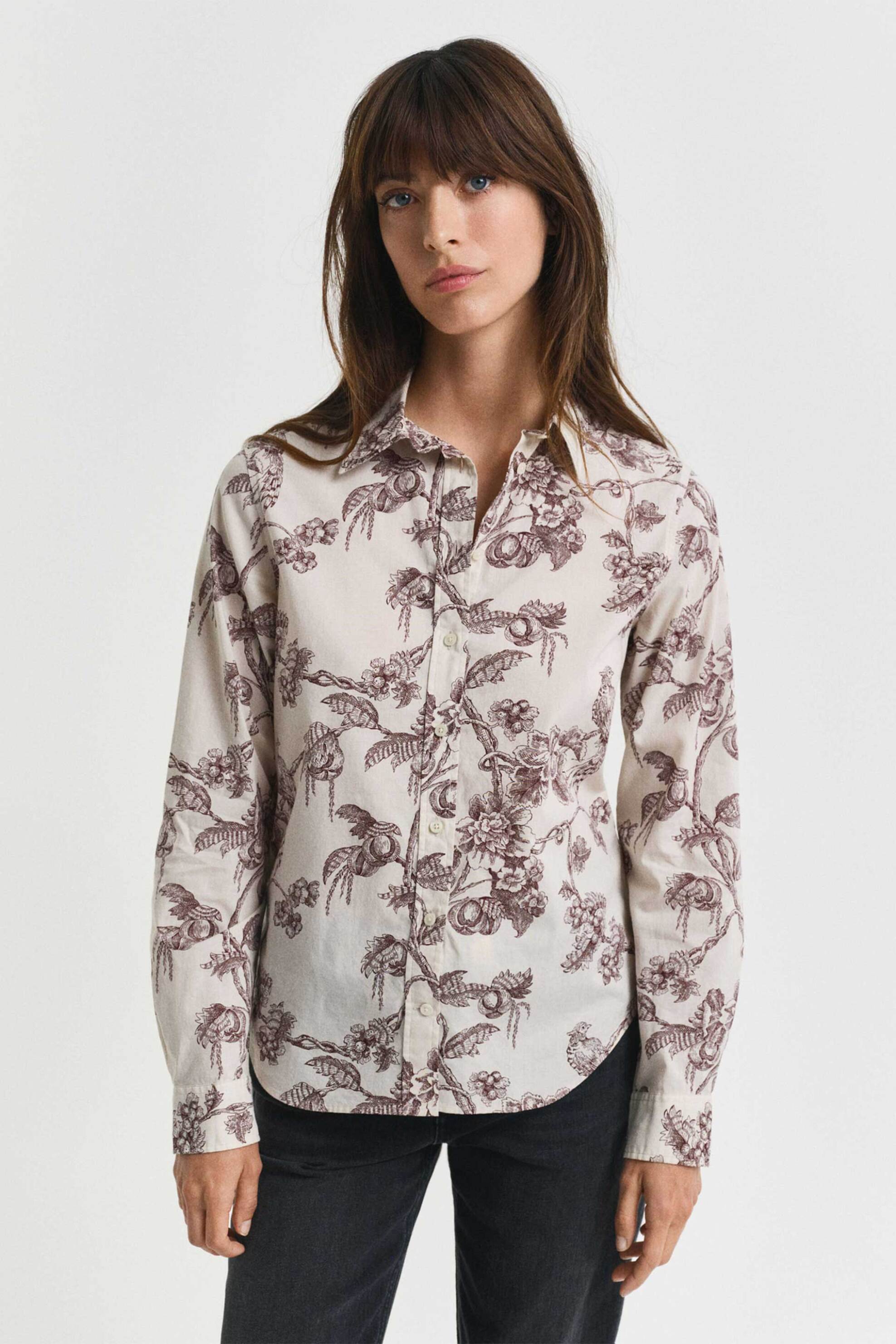 Gant γυναικείο πουκάμισο με tree print Regular Fit - 4300569 Μπορντό