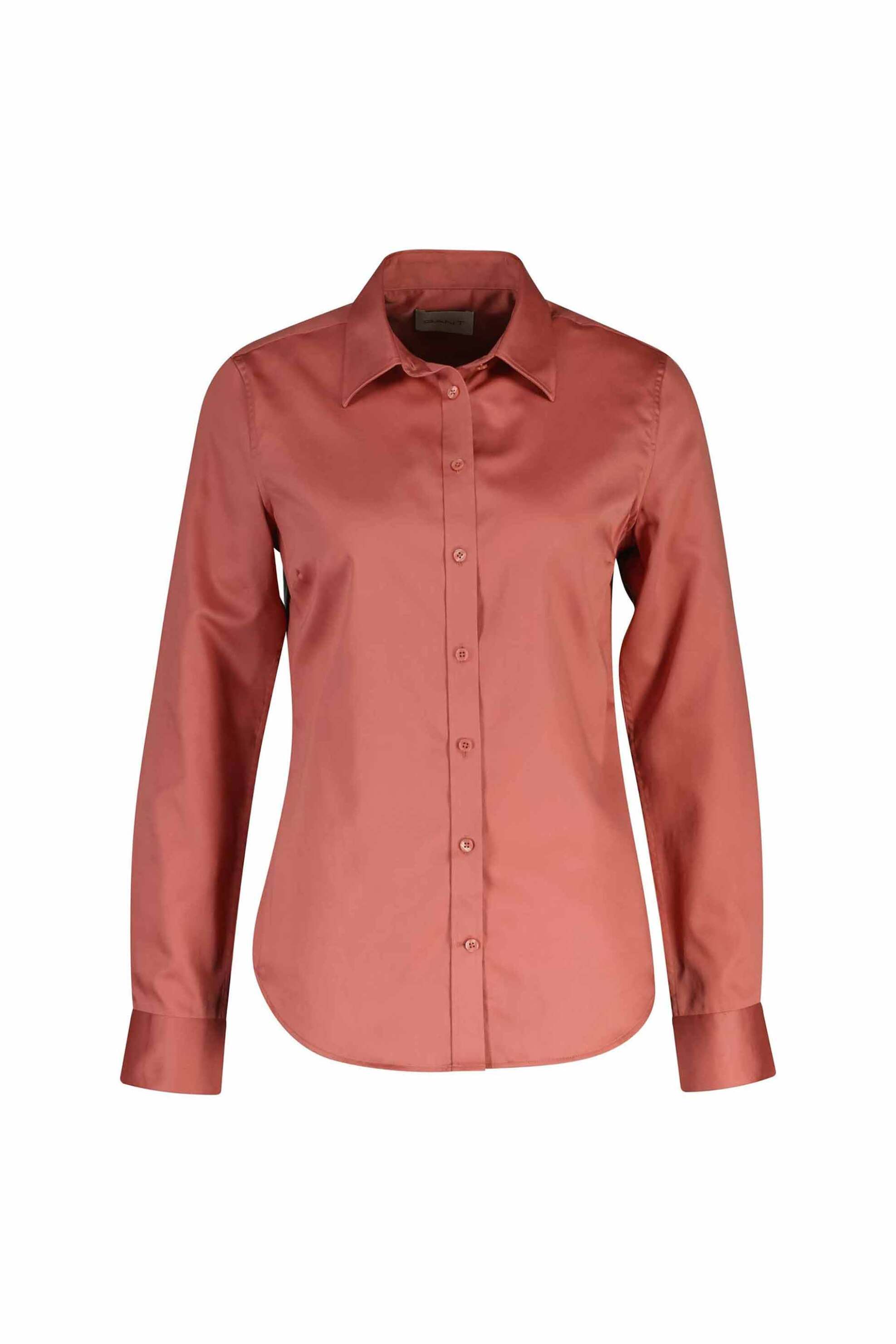 Gant γυναικείο πουκάμισο σατέν μονόχρωμο Slim Fit - 4300588 Κεραμιδί