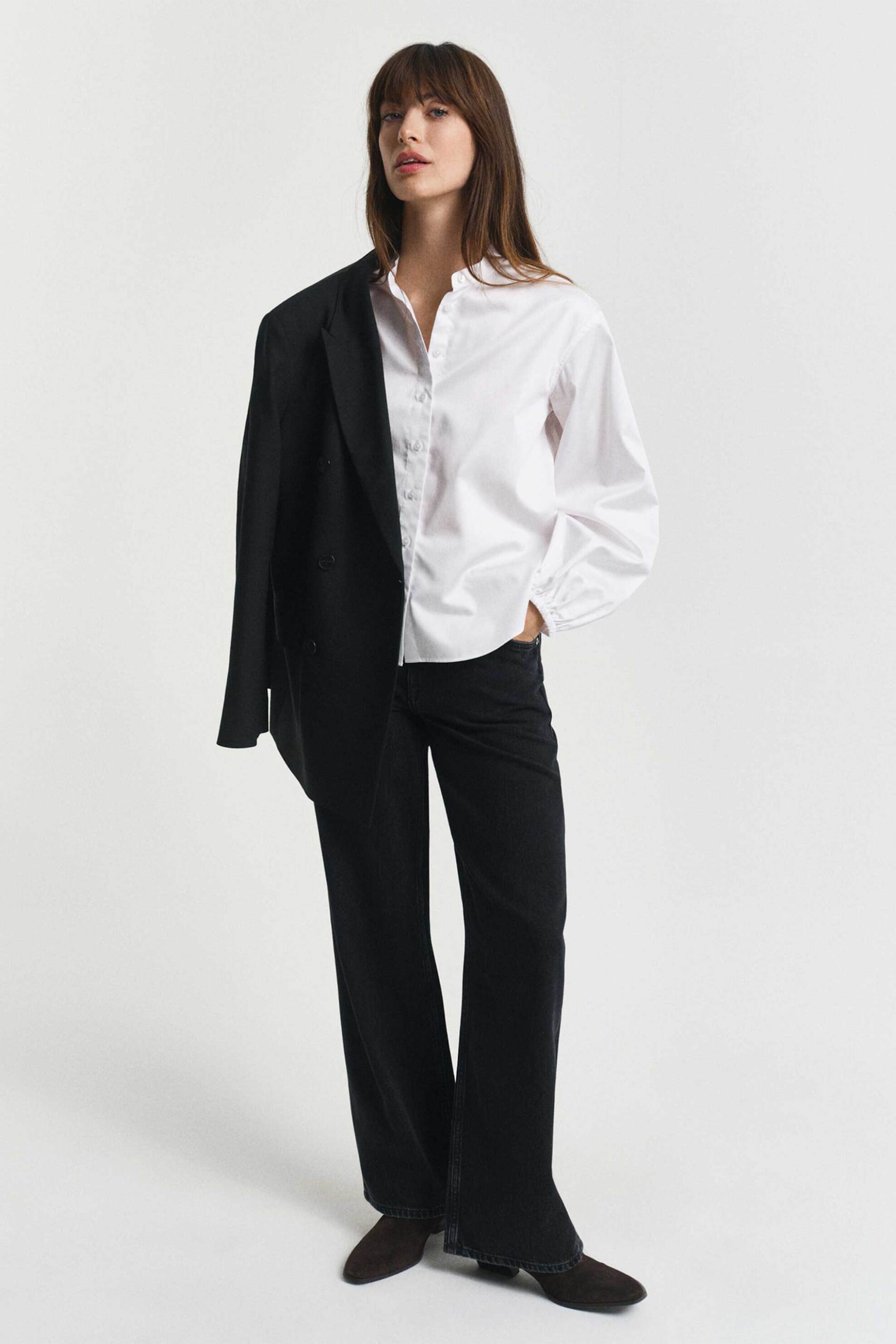 Gant γυναικείο πουκάμισο μάο μονόχρωμο Regular Fit - 4300597 Λευκό