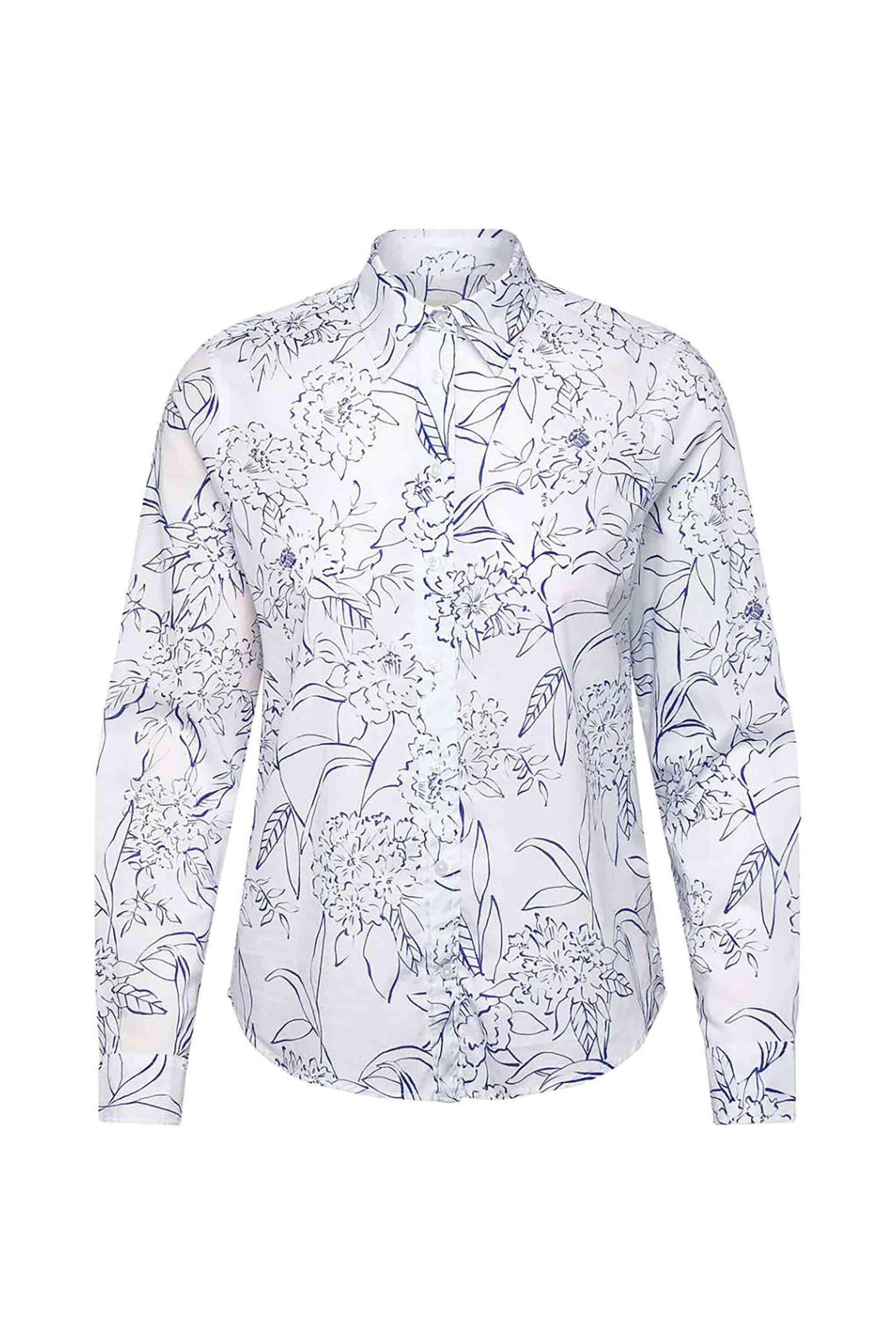 Gant γυναικείο πουκάμισο με floral print Regular Fit - 4300612 Λευκό