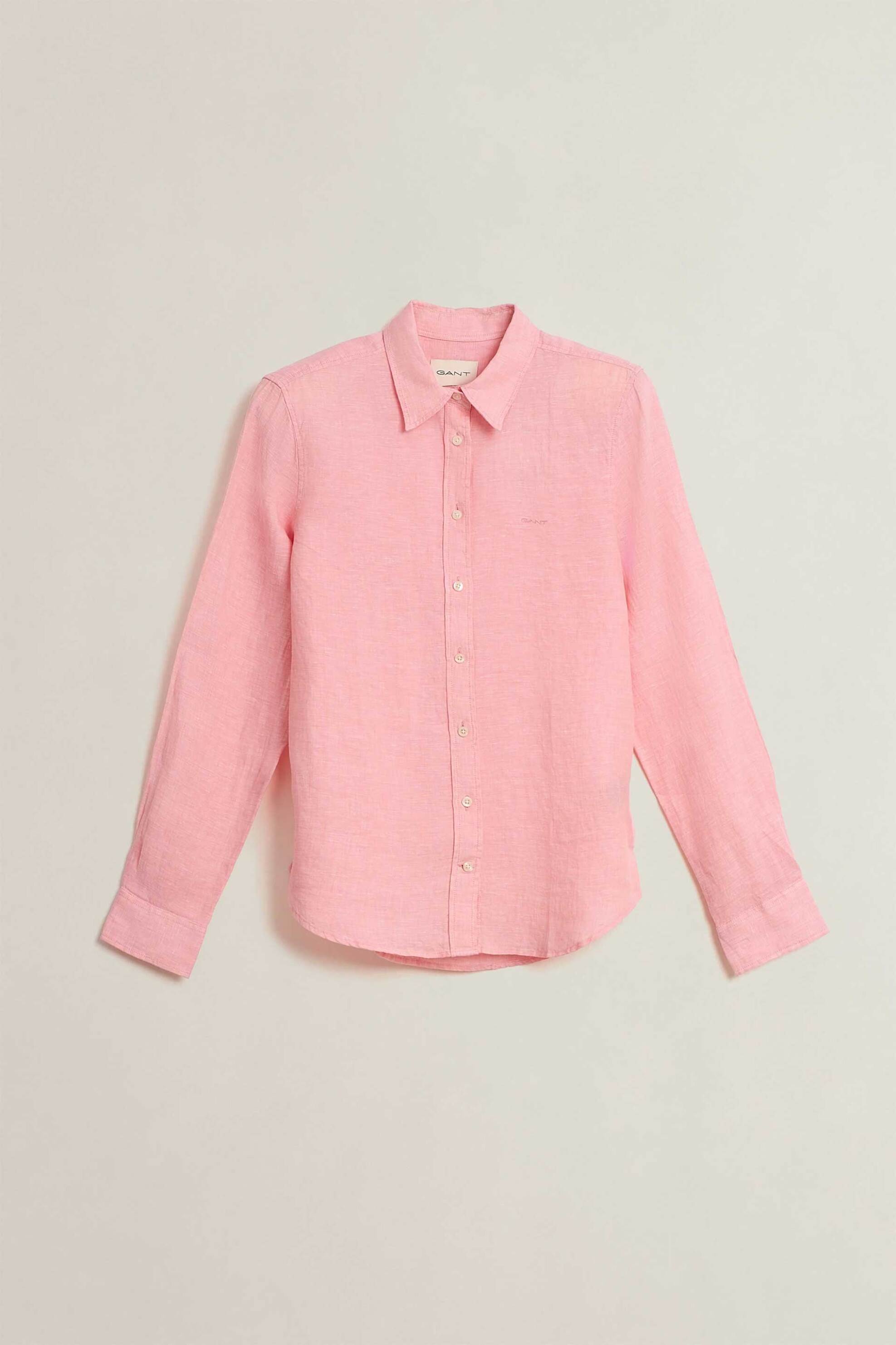 Gant γυναικείο λινό πουκάμισο με λογότυπο Regular Fit - 4300620 Ροζ