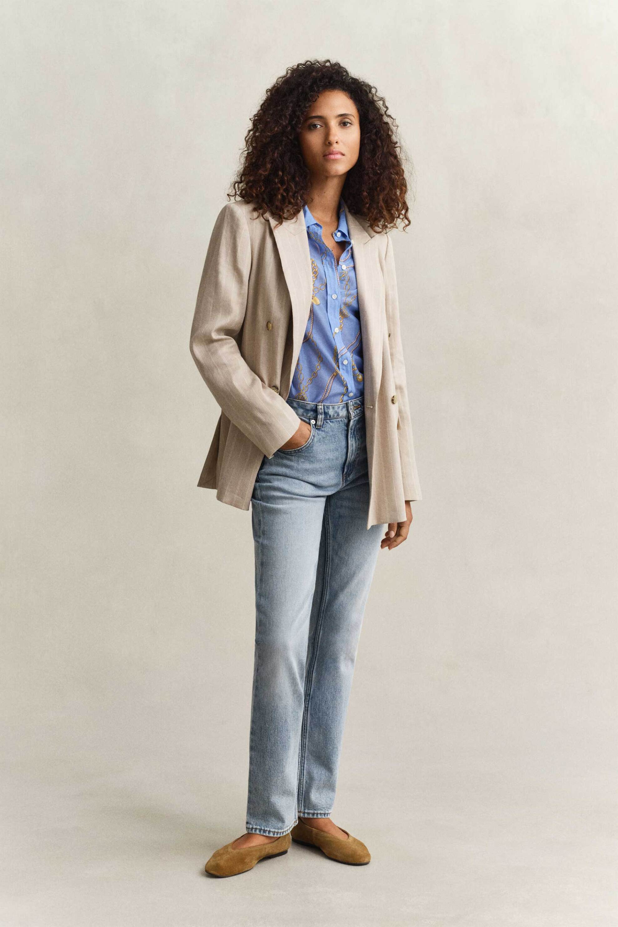 GANT Gant γυναικείο πουκάμισο με μετάξι και print Regular Fit - 4300624 Μπλε Ανοιχτό - 3