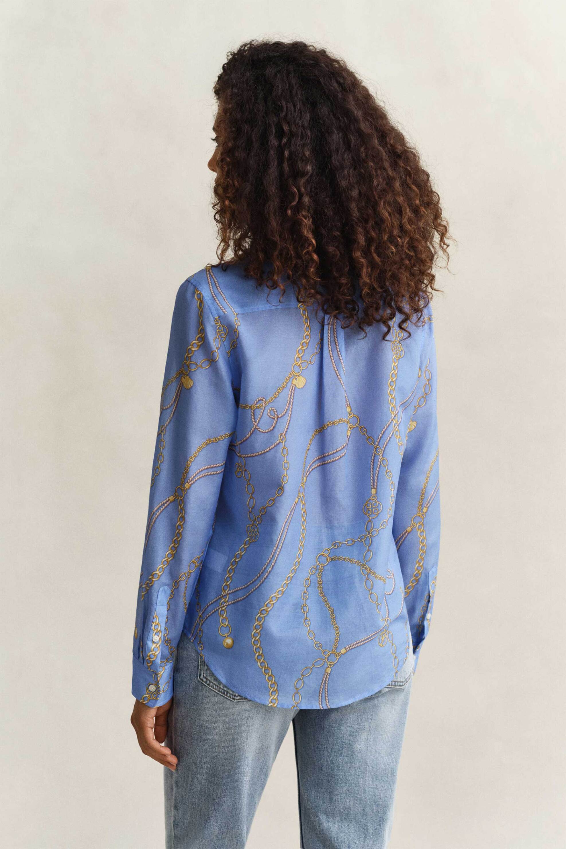 Gant Γυναικείο Πουκάμισο με Μετάξι Και Print Regular Fit - 4300624 Μπλε Ανοιχτό