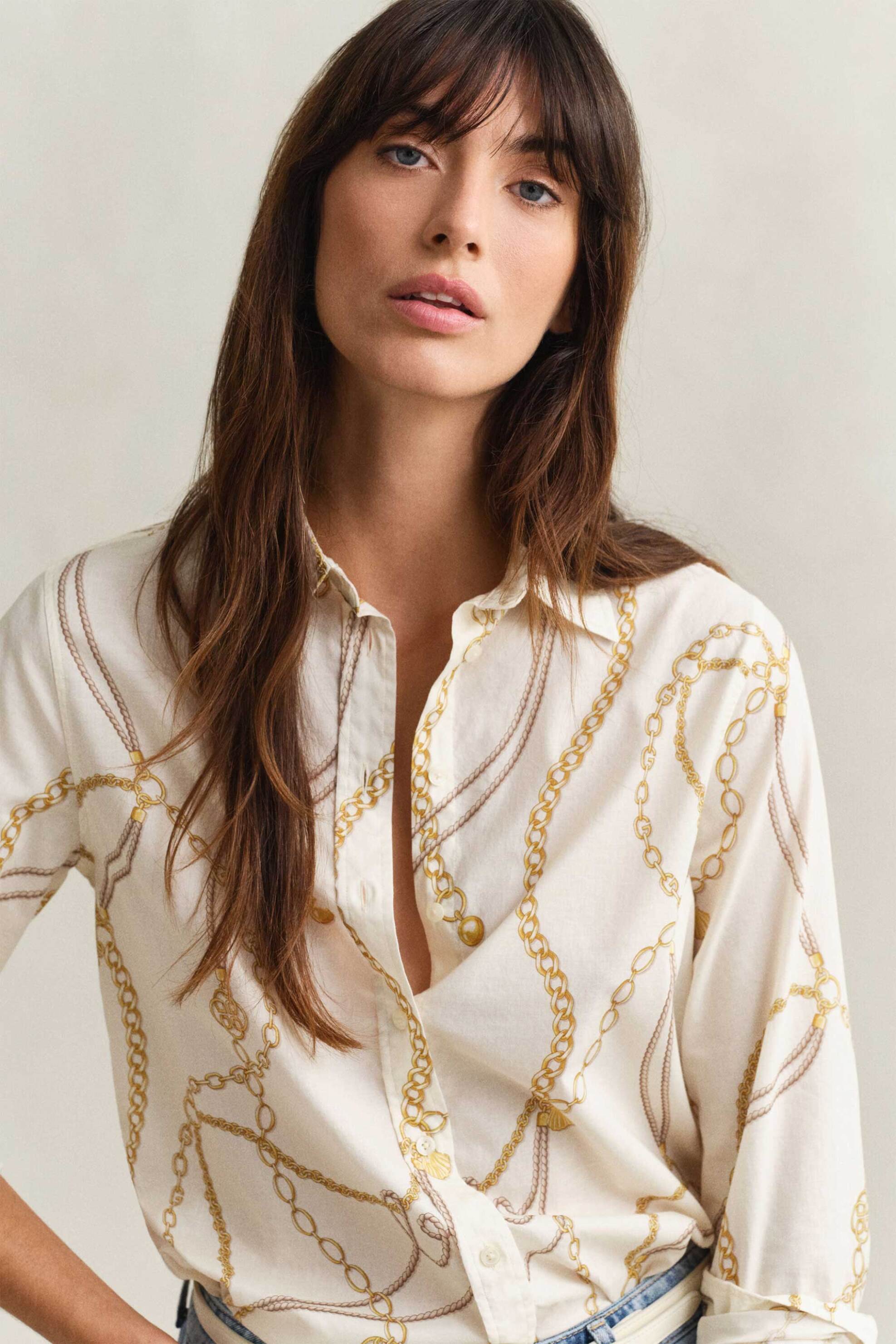 GANT Gant γυναικείο πουκάμισο με print Regular Fit - 4300625 Εκρού - 2