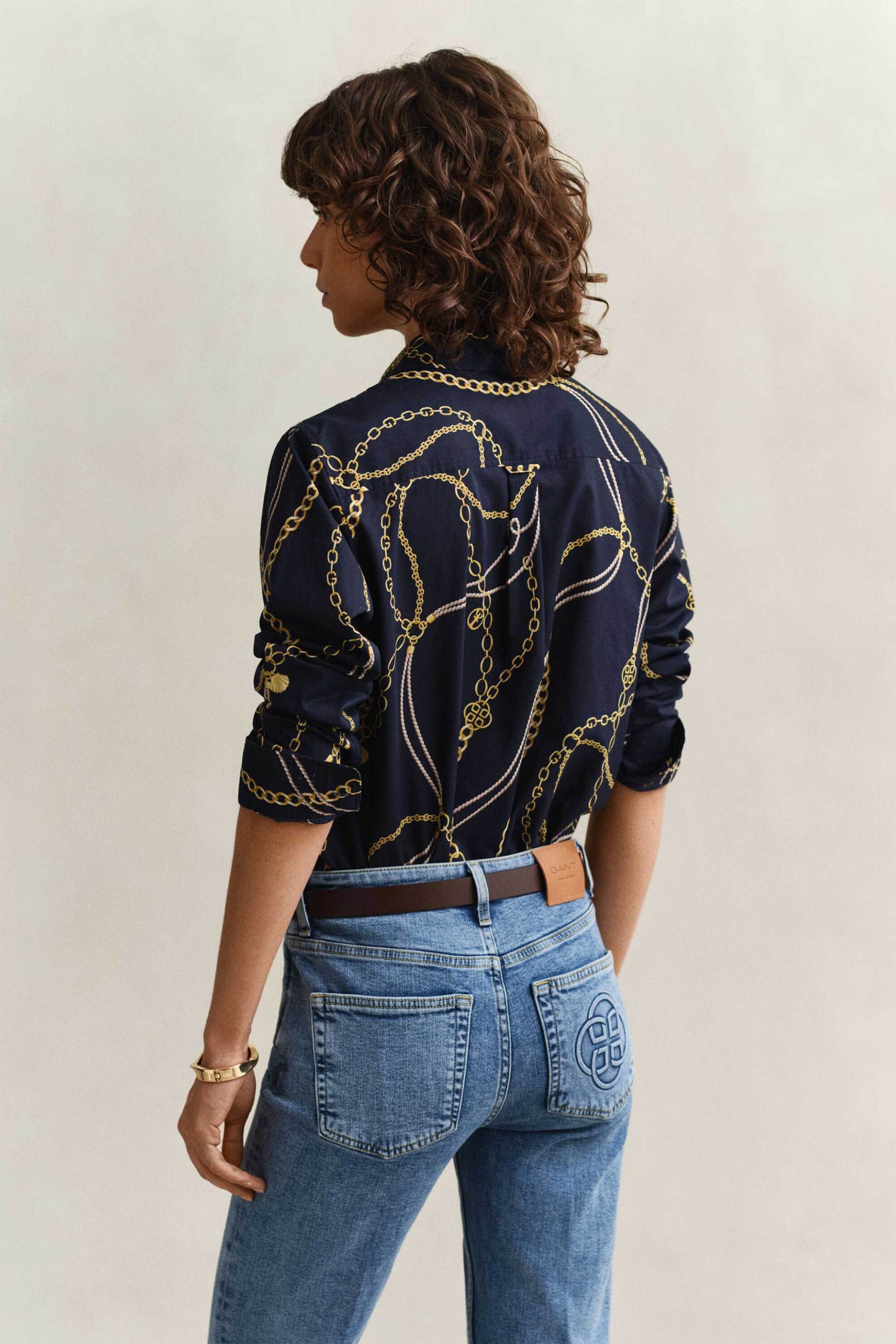Gant Γυναικείο Πουκάμισο με Print Regular Fit - 4300625 Μπλε Σκούρο