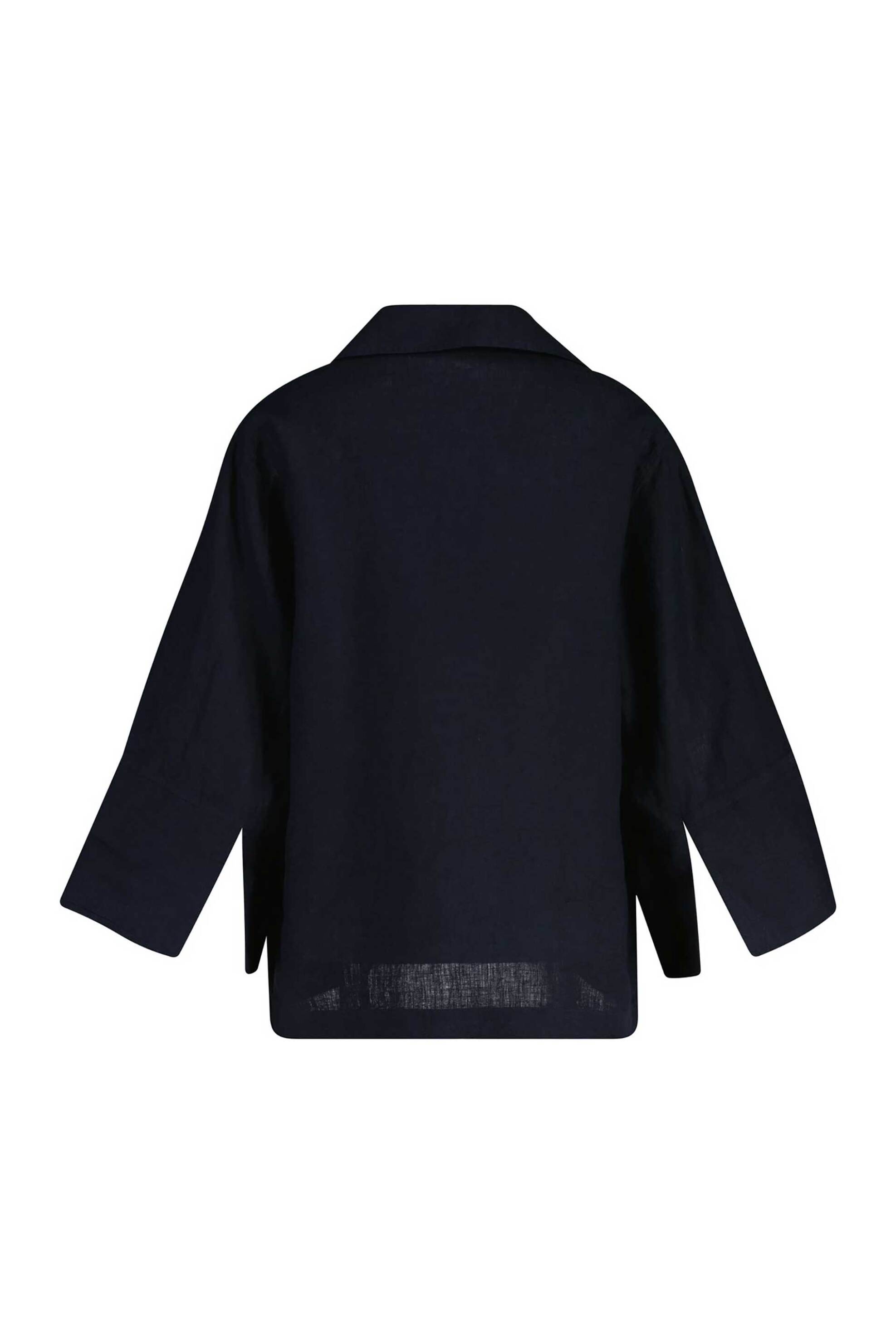 Gant Γυναικεία Λινή Μπλούζα με V Και Μανίκι 3 4 Relaxed Fit - 4300633 Μαύρο